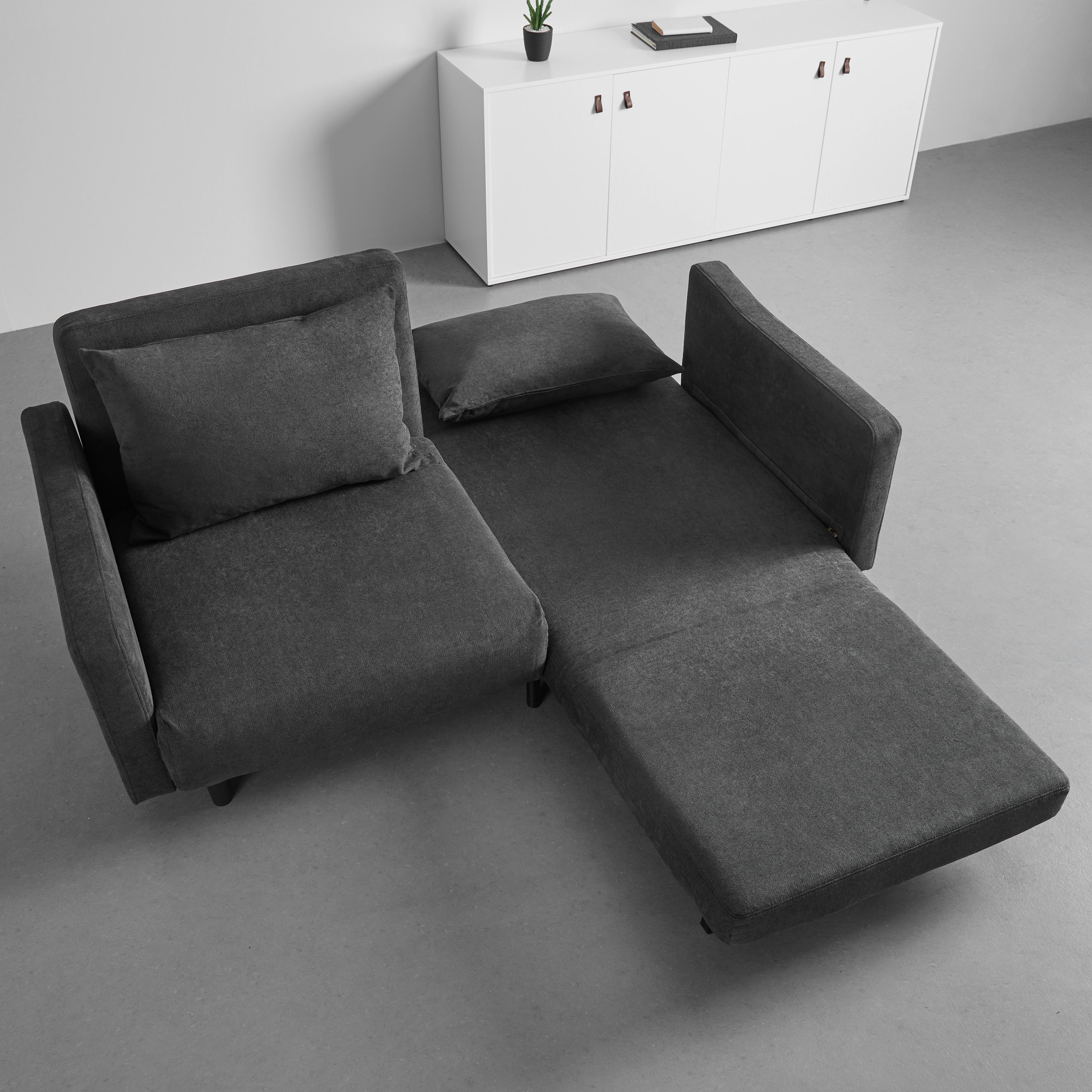 Malá Rozkládací Pohovka Sandro Tmavě Šedá - černá/tmavě šedá, Moderní, dřevo/textil (175/76/89cm) - Bessagi Home