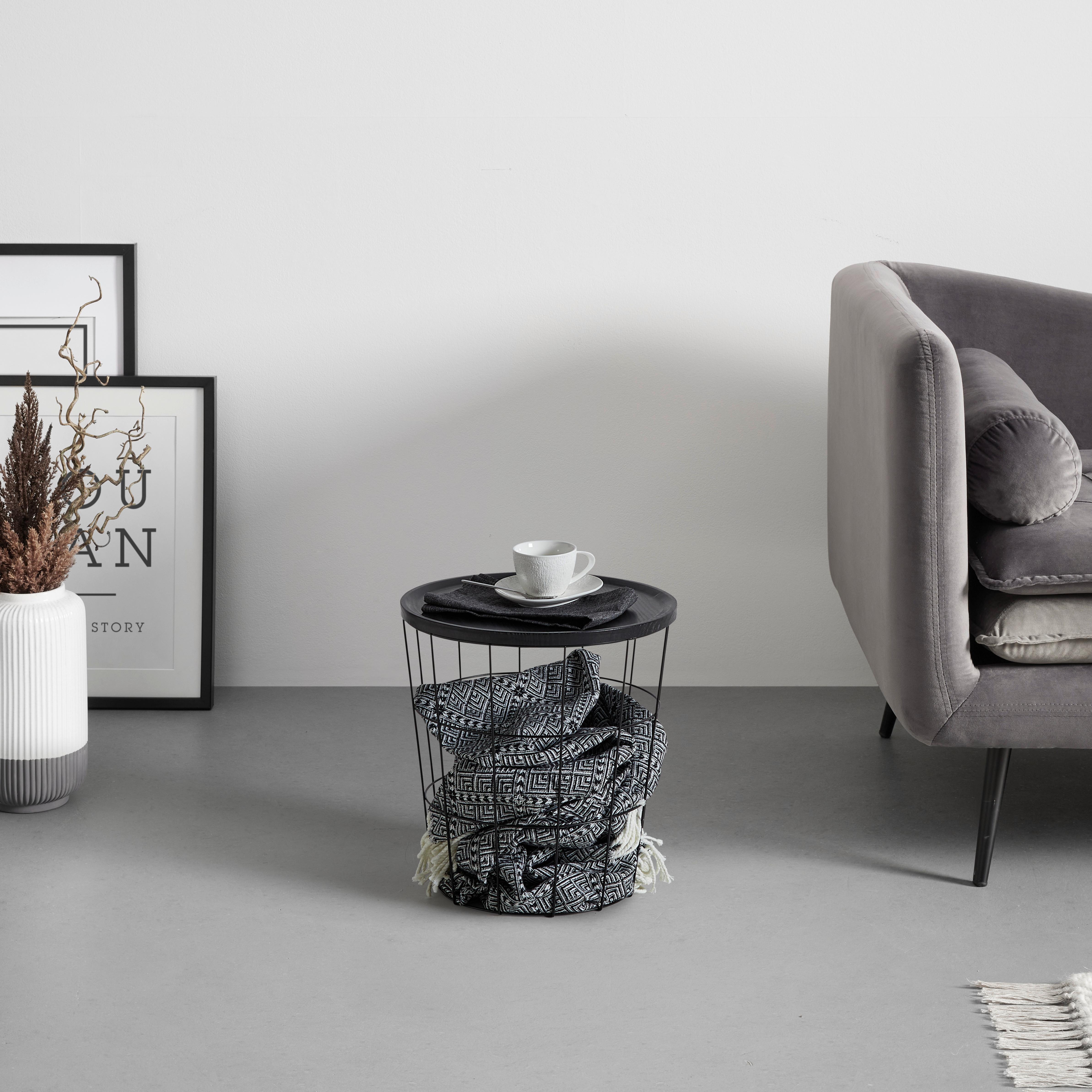 Odkládací stolek Havanna P: 38cm - černá, Moderní, kov/kompozitní dřevo (38/40cm) - Mömax