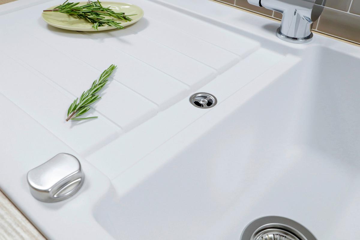 Spüle Austin Weiß B: 86 cm - Weiß, Design, Stein (86/21/50cm) - Respekta