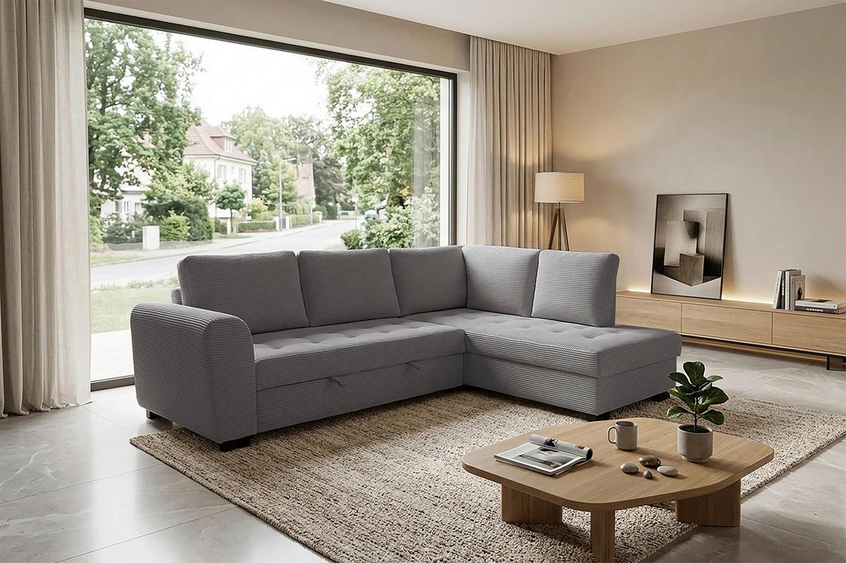 Ecksofa John Grau S: 239x178 cm - Schwarz/Grau, Trend, Textil (239/178cm)