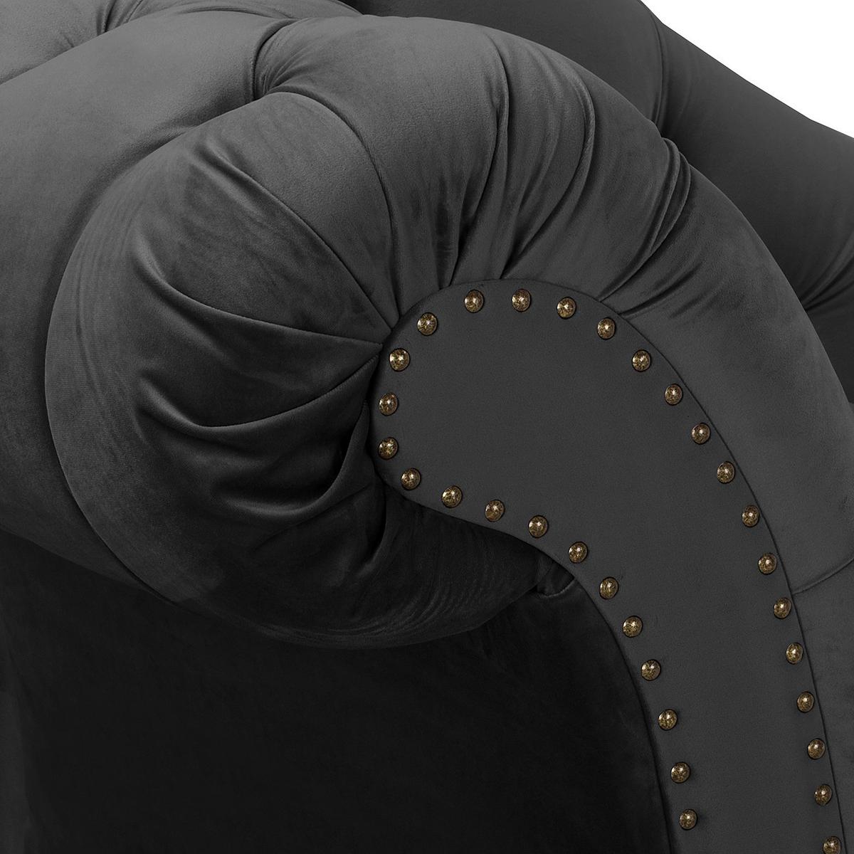 Récamiere Pako Schwarz B: 185cm - Schwarz/Braun, Design, Textil (185/93/75cm) - Livetastic