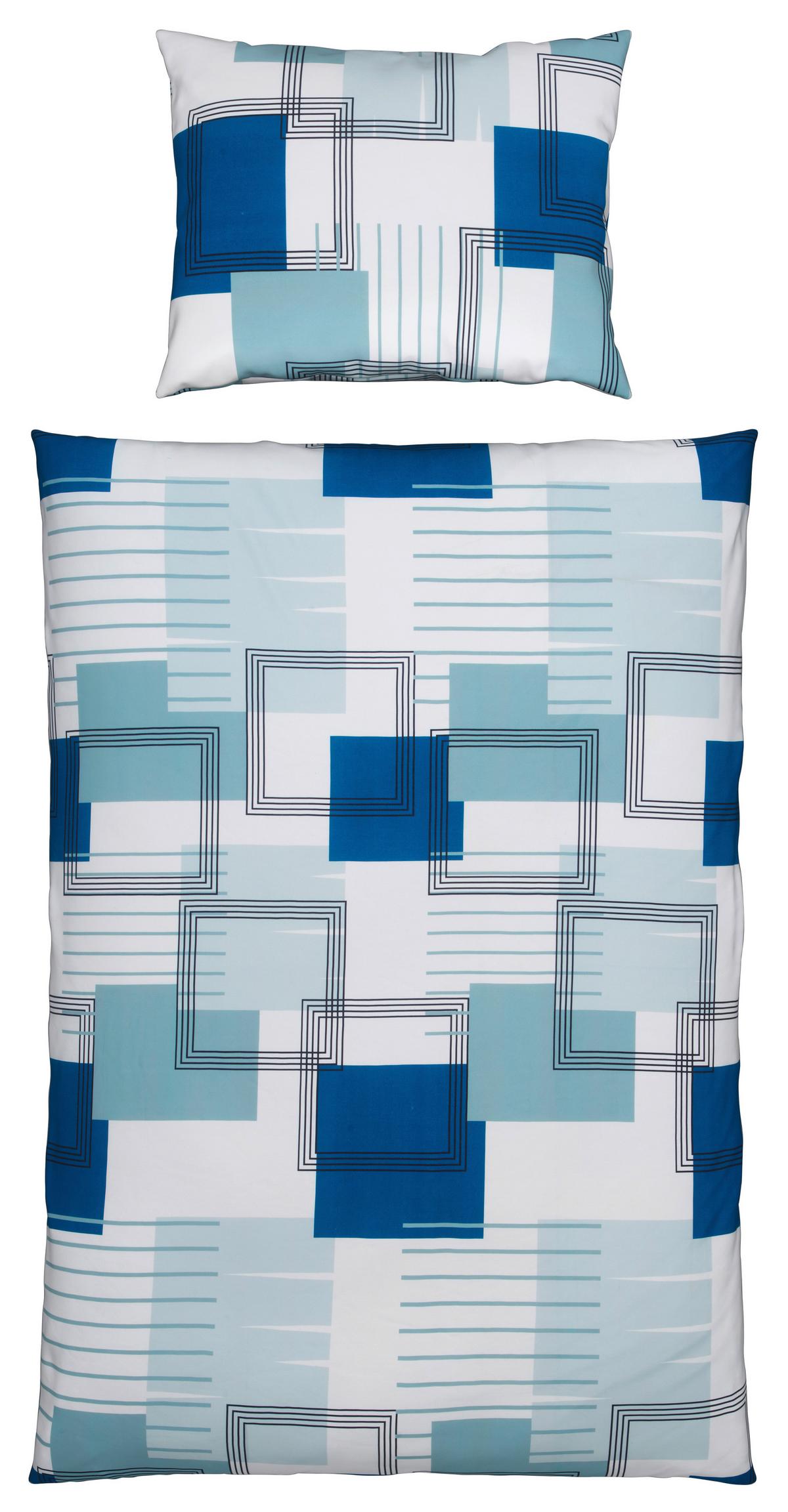 Bettwäsche Trude - Blau/Weiß, KONVENTIONELL, Textil - Ondega