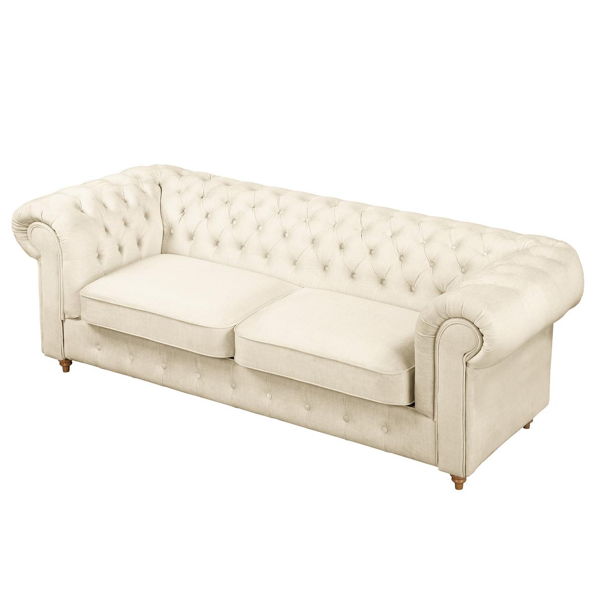 Schlafsofa Laura Creme, B: 218cm - Creme/Braun, Design, Textil (218/74/91cm) - P & B