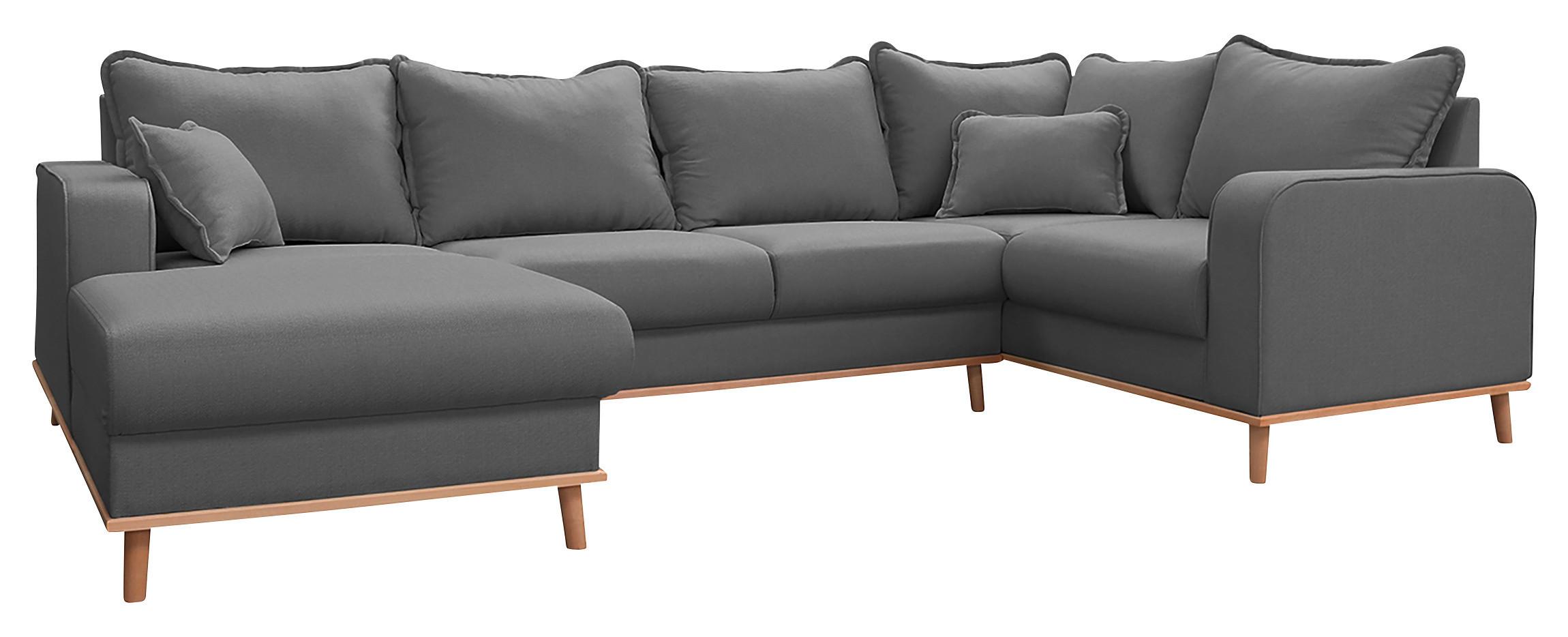 Wohnlandschaft Beata Grau U: 170x296x167 cm - Wengefarben/Grau, Design, Textil (170/296/167cm) - Livetastic