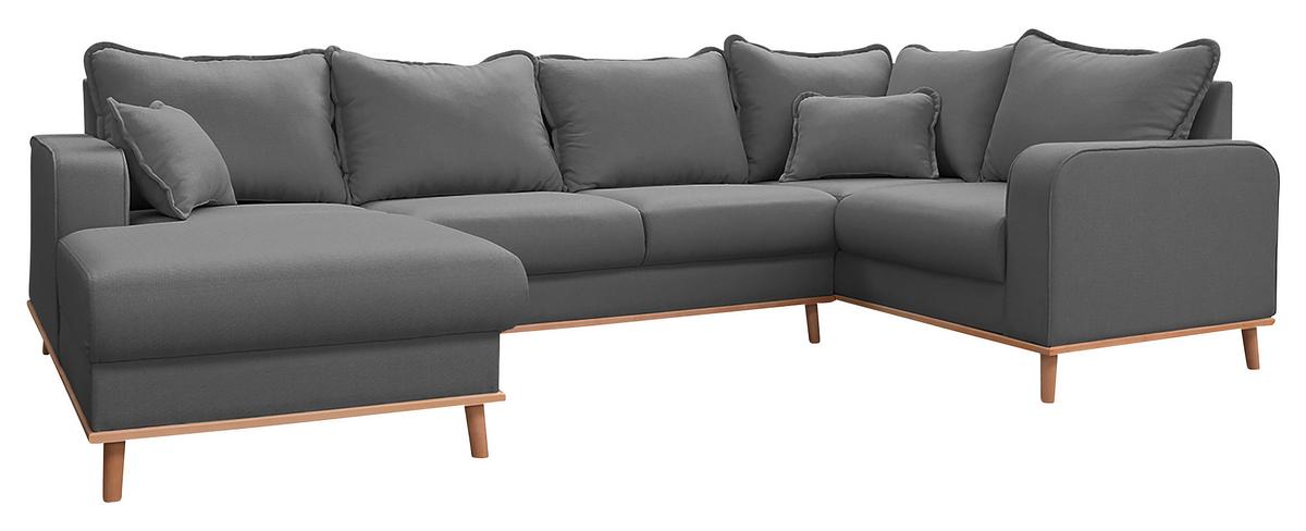 Wohnlandschaft Beata Grau U: 170x296x167 cm - Wengefarben/Grau, Design, Textil (170/296/167cm) - Livetastic