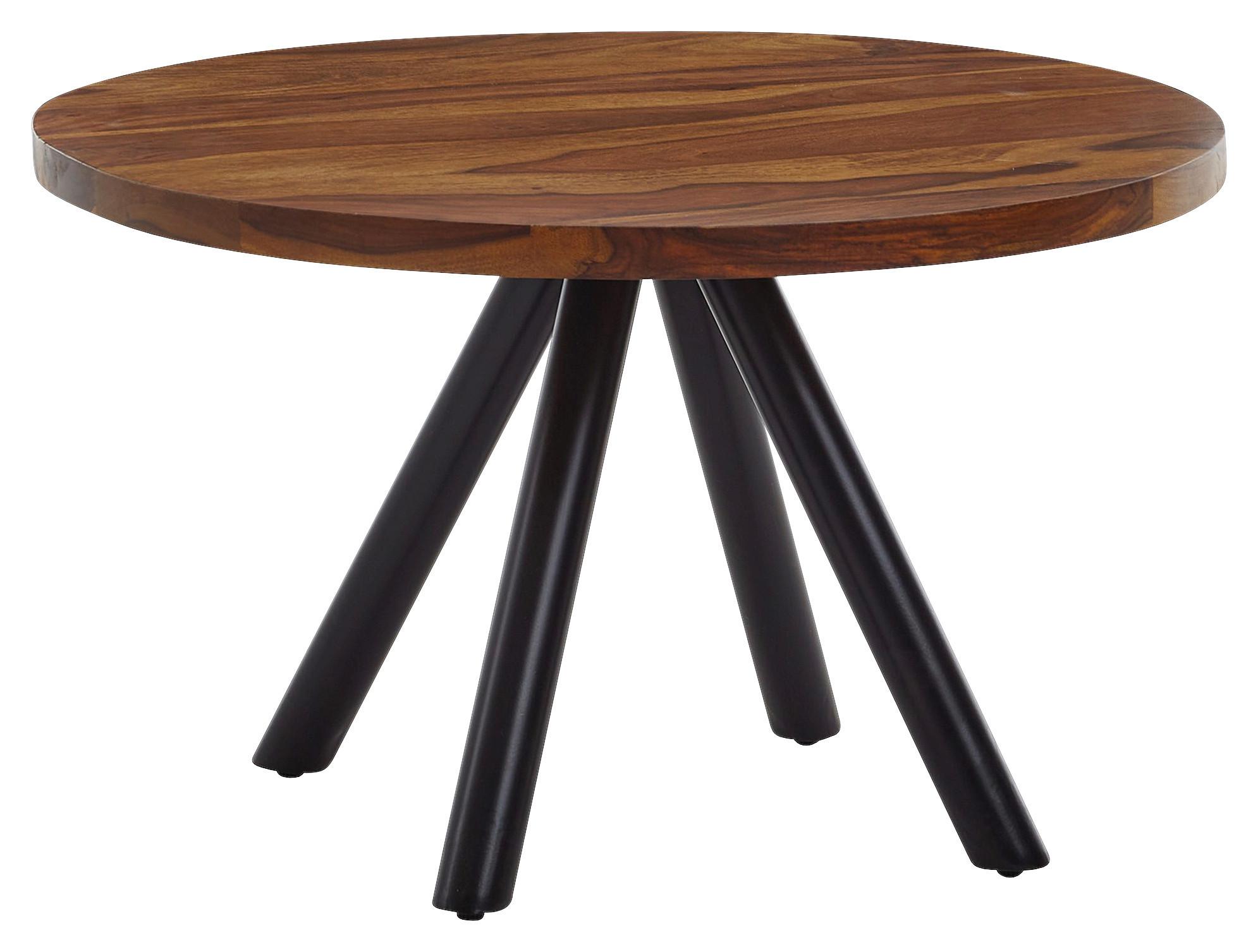 Konferenčný stolík z masívneho dreva š: 60cm - čierna/farba indického palisandra, Modern, kov/drevo (60/60/35cm) - MID.YOU