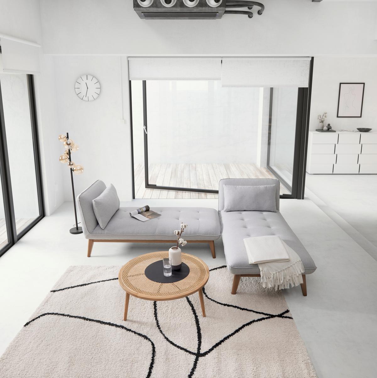 Relaxační postel LIZA, světle šedá - šedá, Moderní, dřevo/textil (166/85/78cm) - Bessagi Home