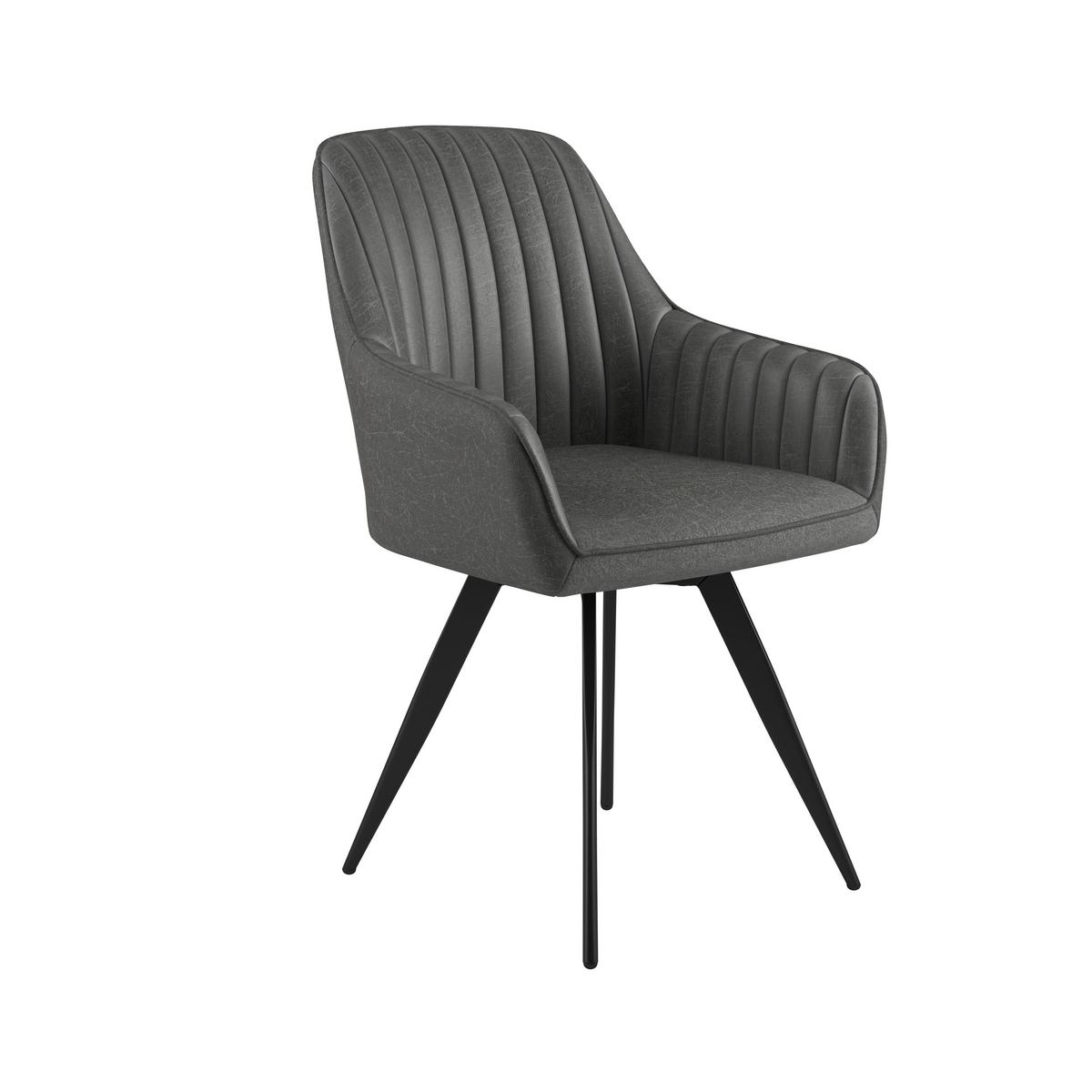 Stuhl Bella Webstoff Grau, 360° drehbar - Schwarz/Grau, KONVENTIONELL, Textil/Metall (63/90/61cm)