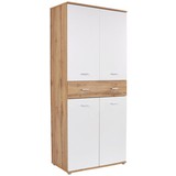 Schuhschrank Köln Xr - 2 - Eichefarben/Weiß, MODERN, Holzwerkstoff (85/191,2/37,7cm)