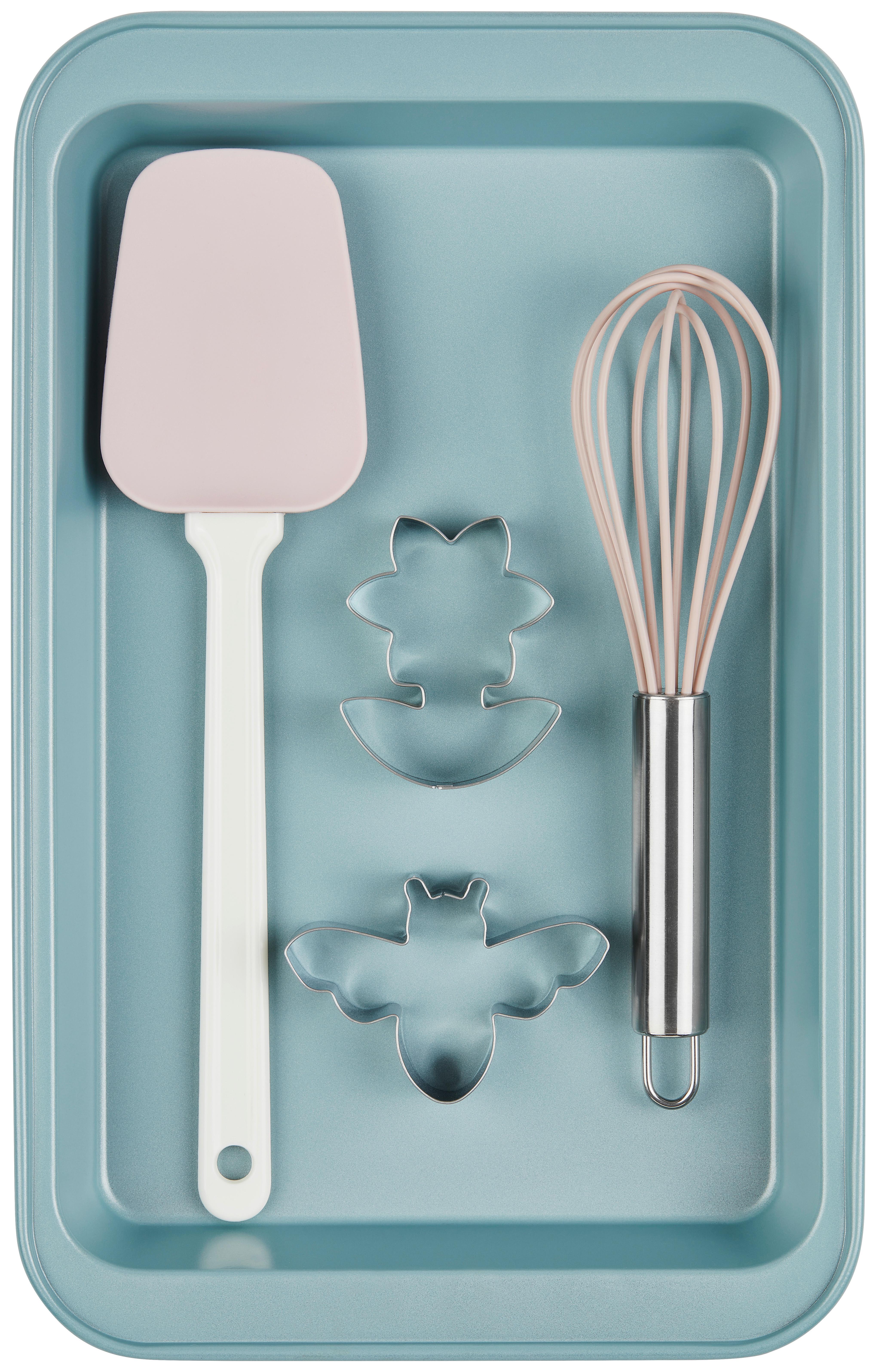 Kinderbackset Hermann 5--Teilig. - Silberfarben/Rosa, Trend, Kunststoff/Metall - Zenker