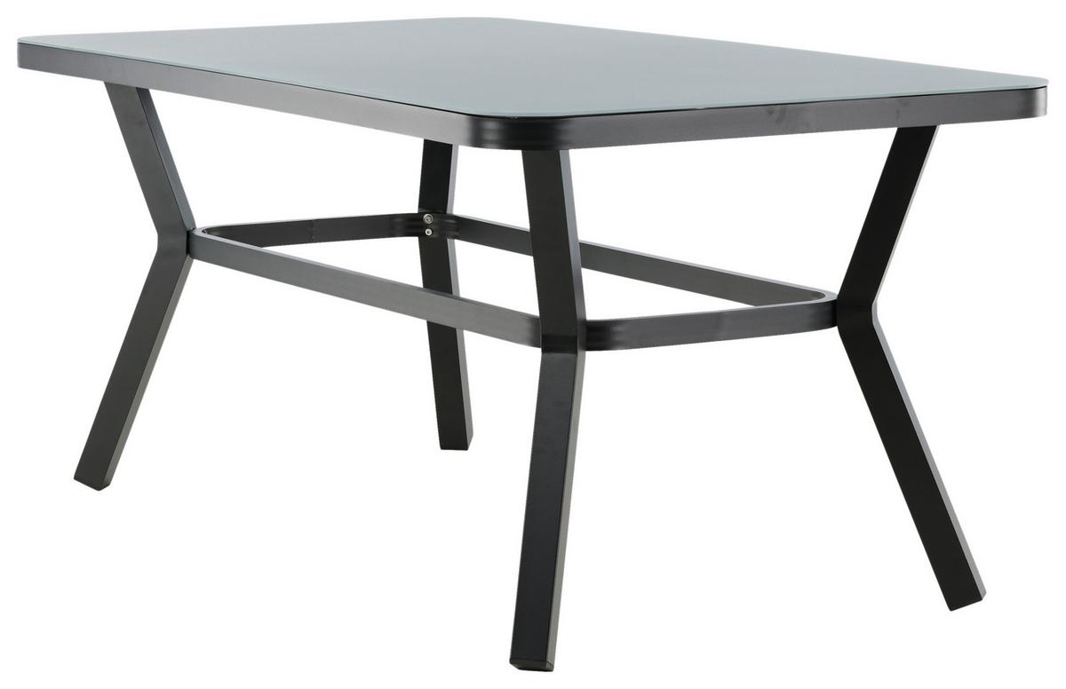 Gartentisch Virya - Schwarz/Grau, KONVENTIONELL, Glas/Metall (160/90/74cm) - Gardenson