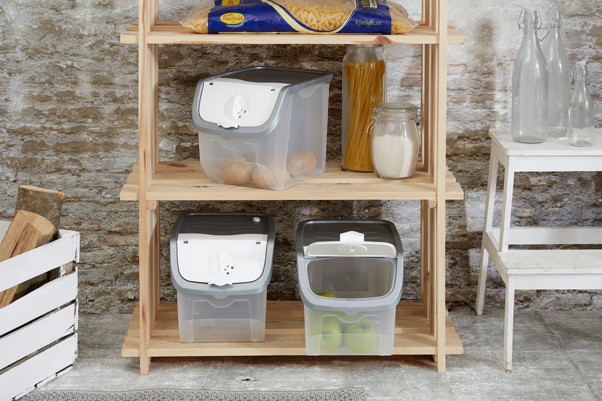 Aufbewahrungsbox Jan 23,5x23,5x32,5 Cm - Klar/Grau, Kunststoff (23,5/23,5/32,5cm) - Homezone
