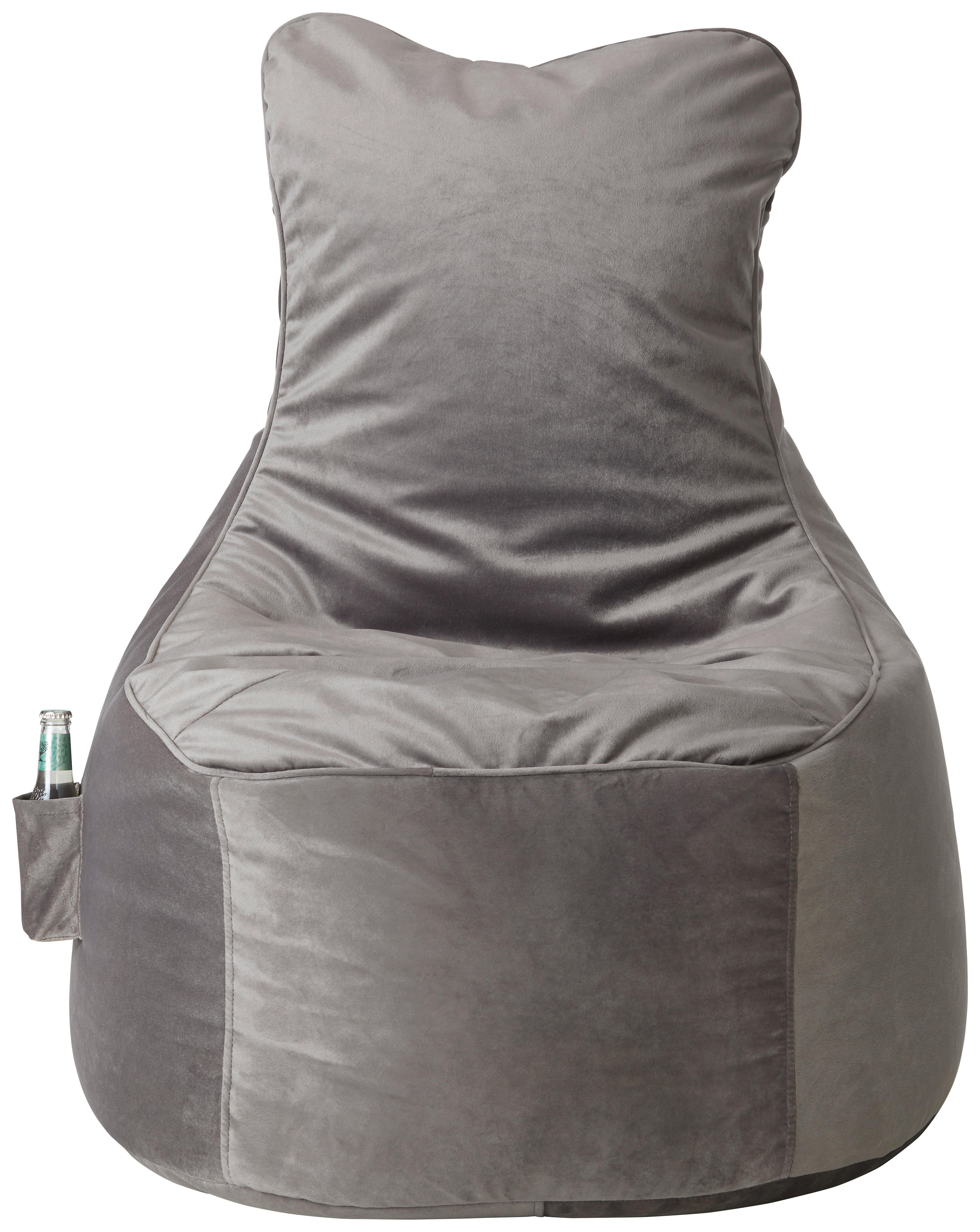 Sedací vak CORTONA SAMT sivá - šedá, textil (75/95/65cm) - Modern Living