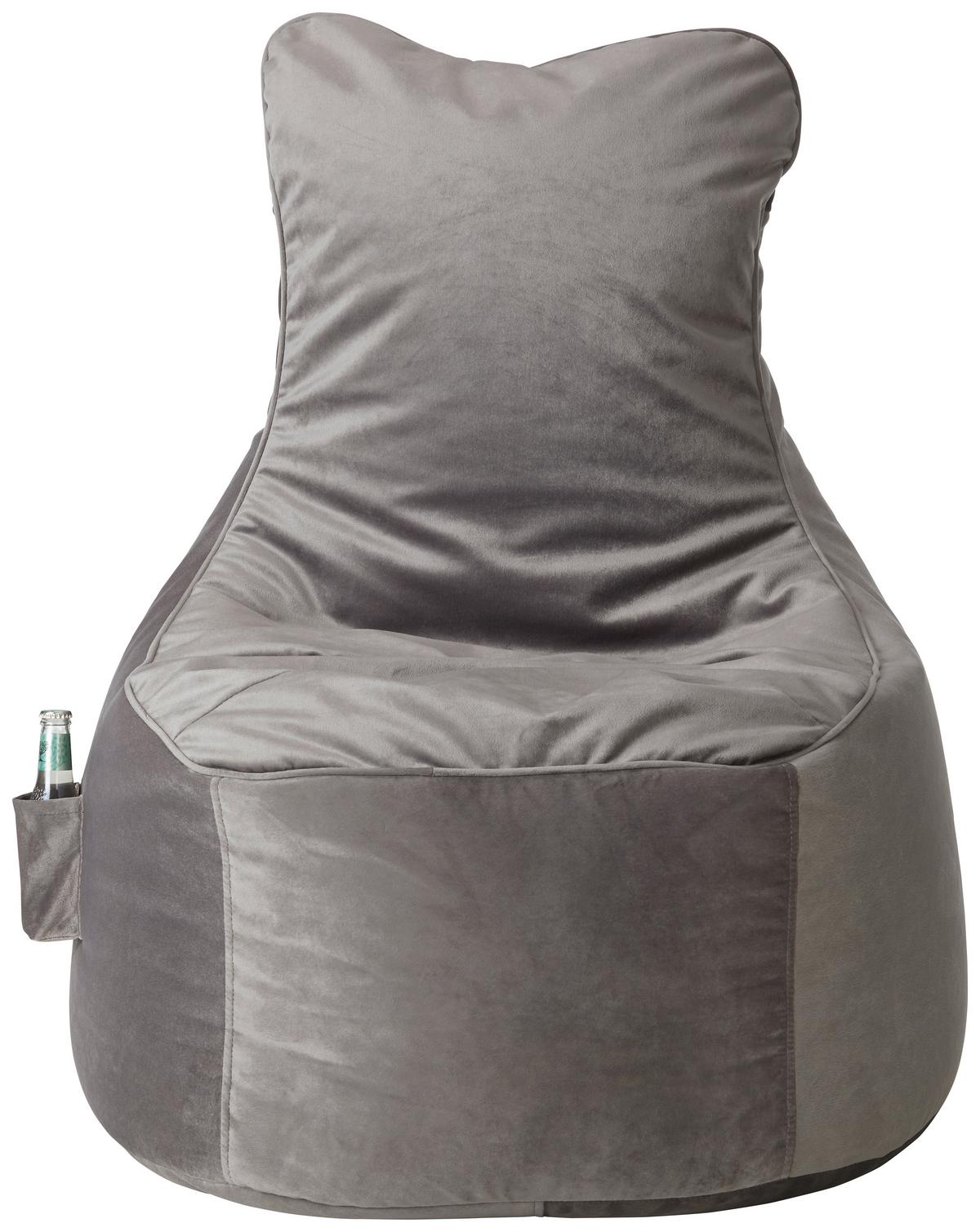 Sedací vak CORTONA SAMT sivá - šedá, textil (75/95/65cm) - Modern Living