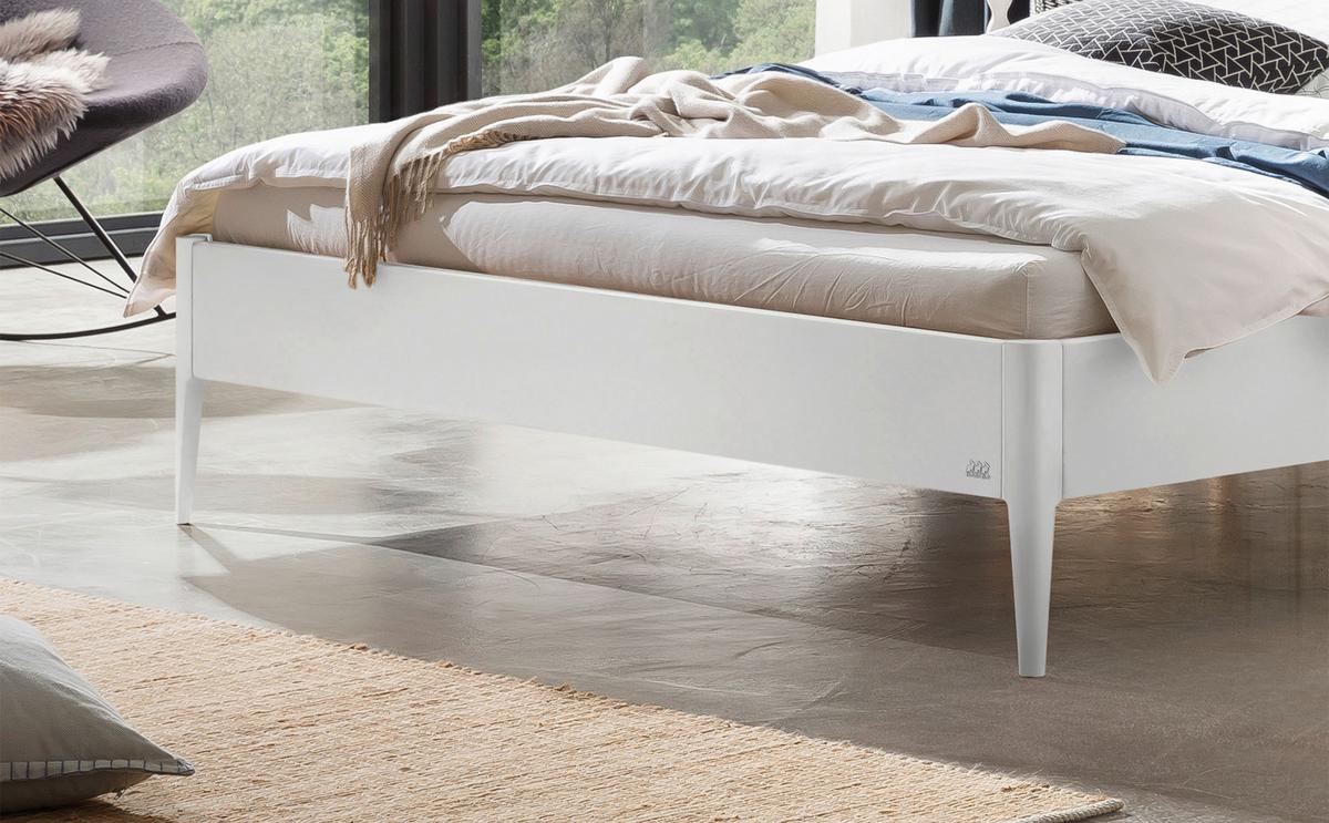 Bett Fanano, Weiß 140x200 Cm - Hellgrau/Weiß, KONVENTIONELL, Holz/Holzwerkstoff (140/200cm) - Hasena