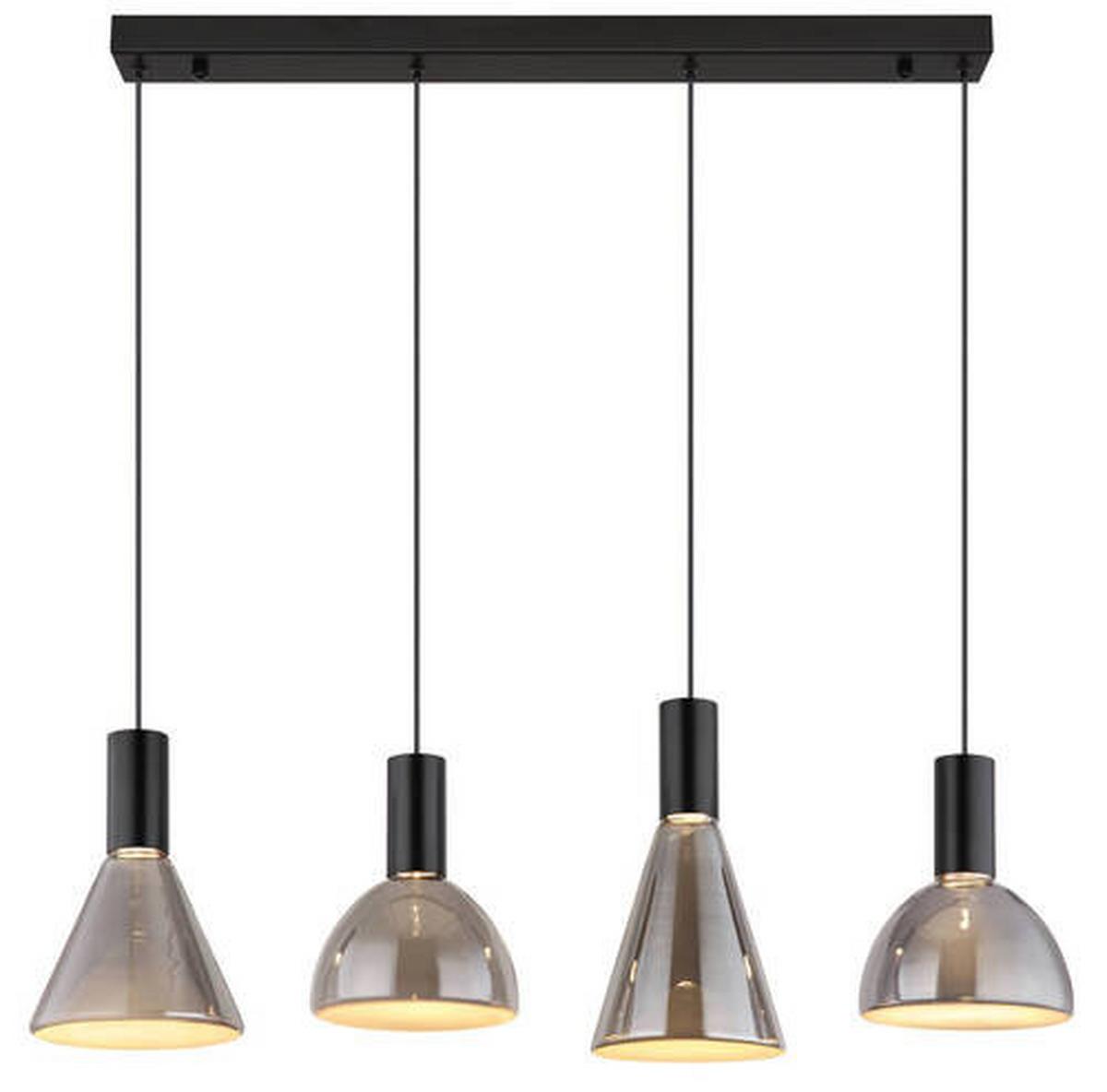 LED-Hängeleuchte 15741-4 - Hellgrau, Design, Glas/Kunststoff (87/17/150cm) - Globo