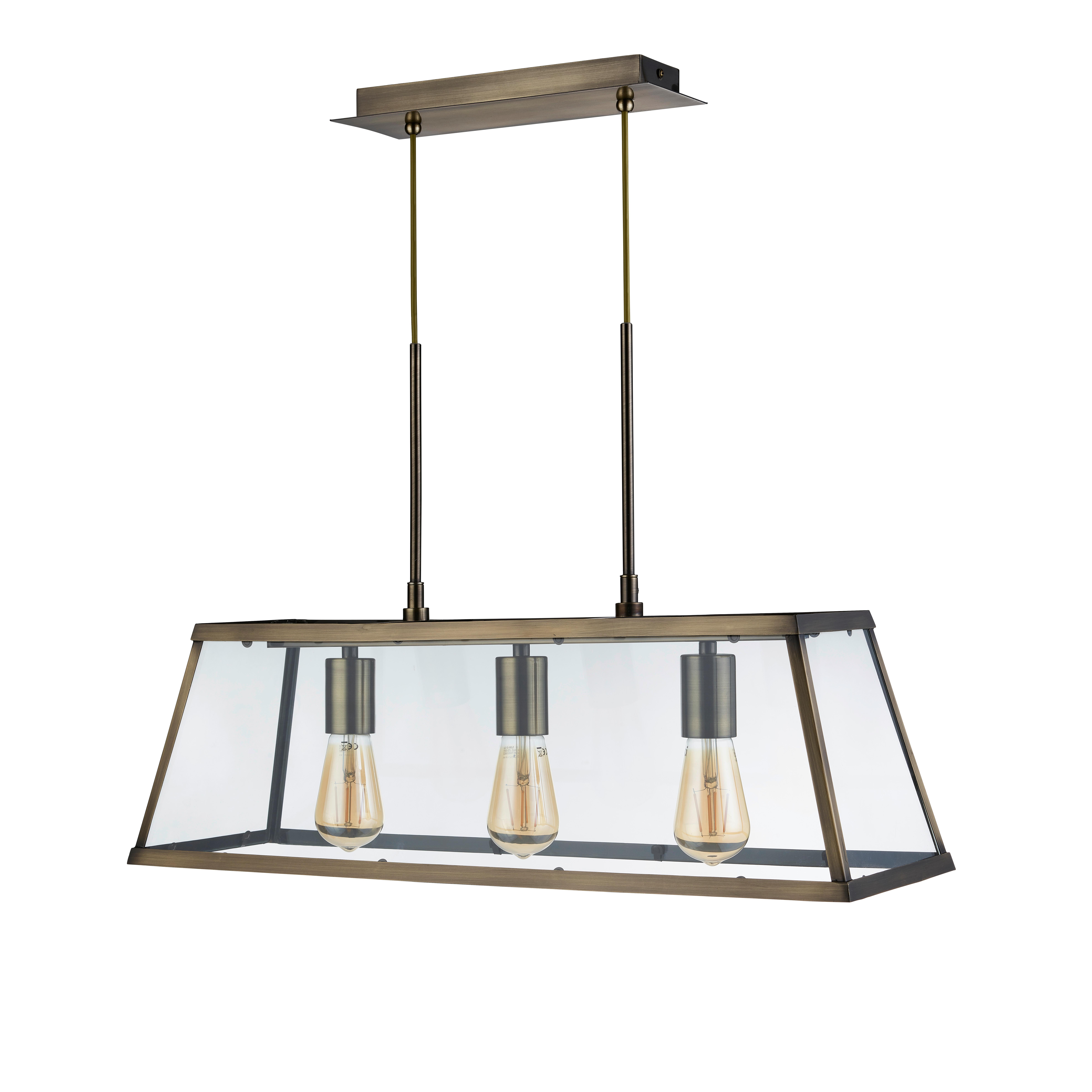Hängeleuchte Voyager 4613-3ab - Messingfarben, Design, Glas/Metall (65/100/20cm)