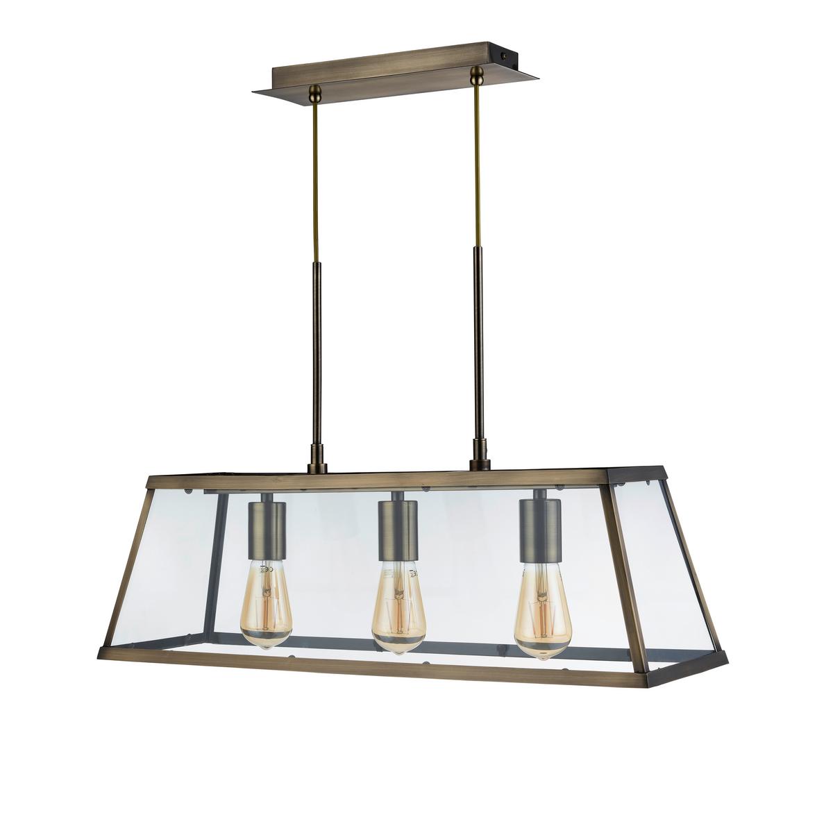 Hängeleuchte Voyager 4613-3ab - Messingfarben, Design, Glas/Metall (65/100/20cm)