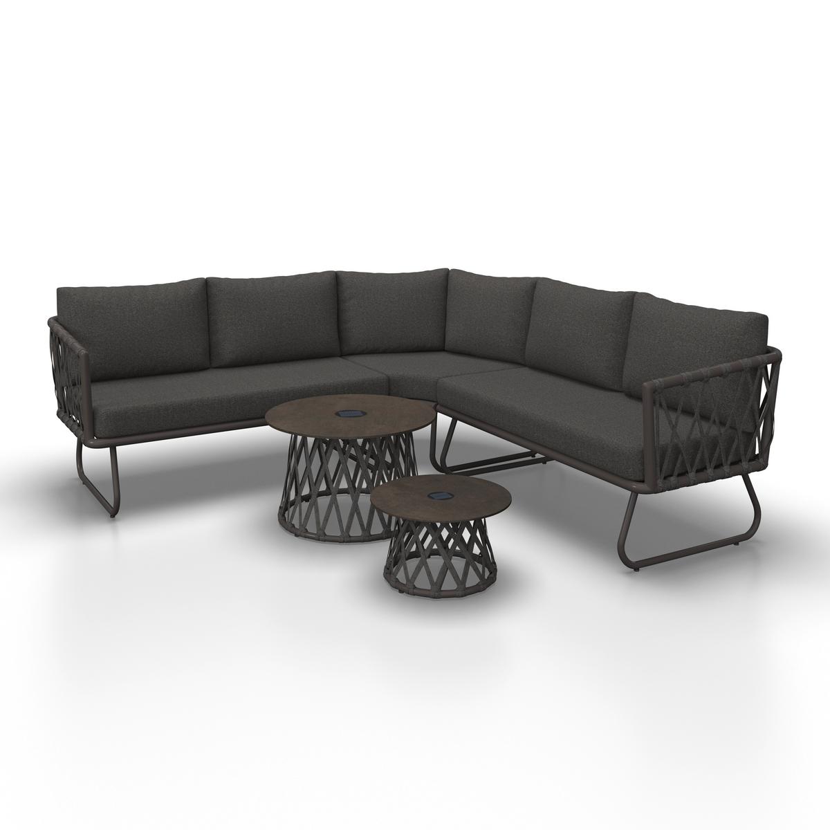 TERASOVÁ SEDACIA SÚPRAVA ELEA - antracitová/tmavosivá, Modern, kov/textil (234/74/77cm) - Bessagi Garden