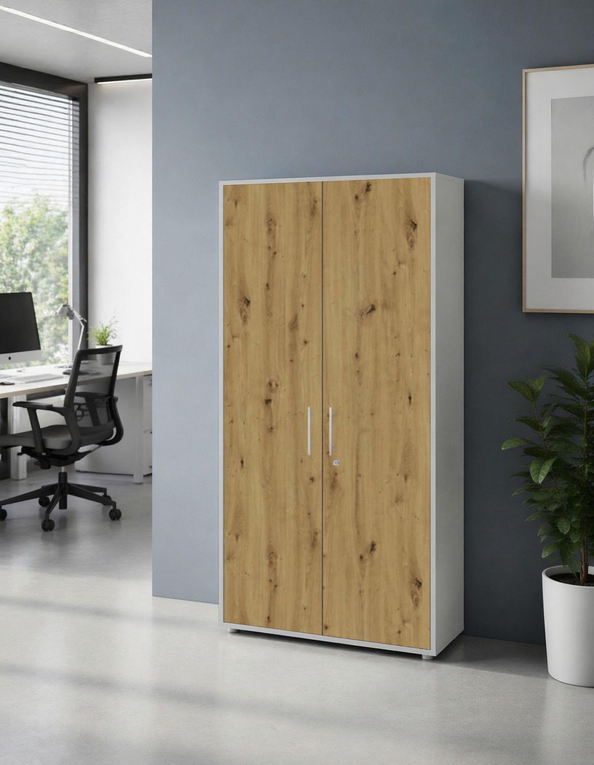 AKTENSCHRANK OFFICE EDITION - Eiche Artisan/Grau, MODERN, Holzwerkstoff (84,4/185,6/33cm) - MID.YOU