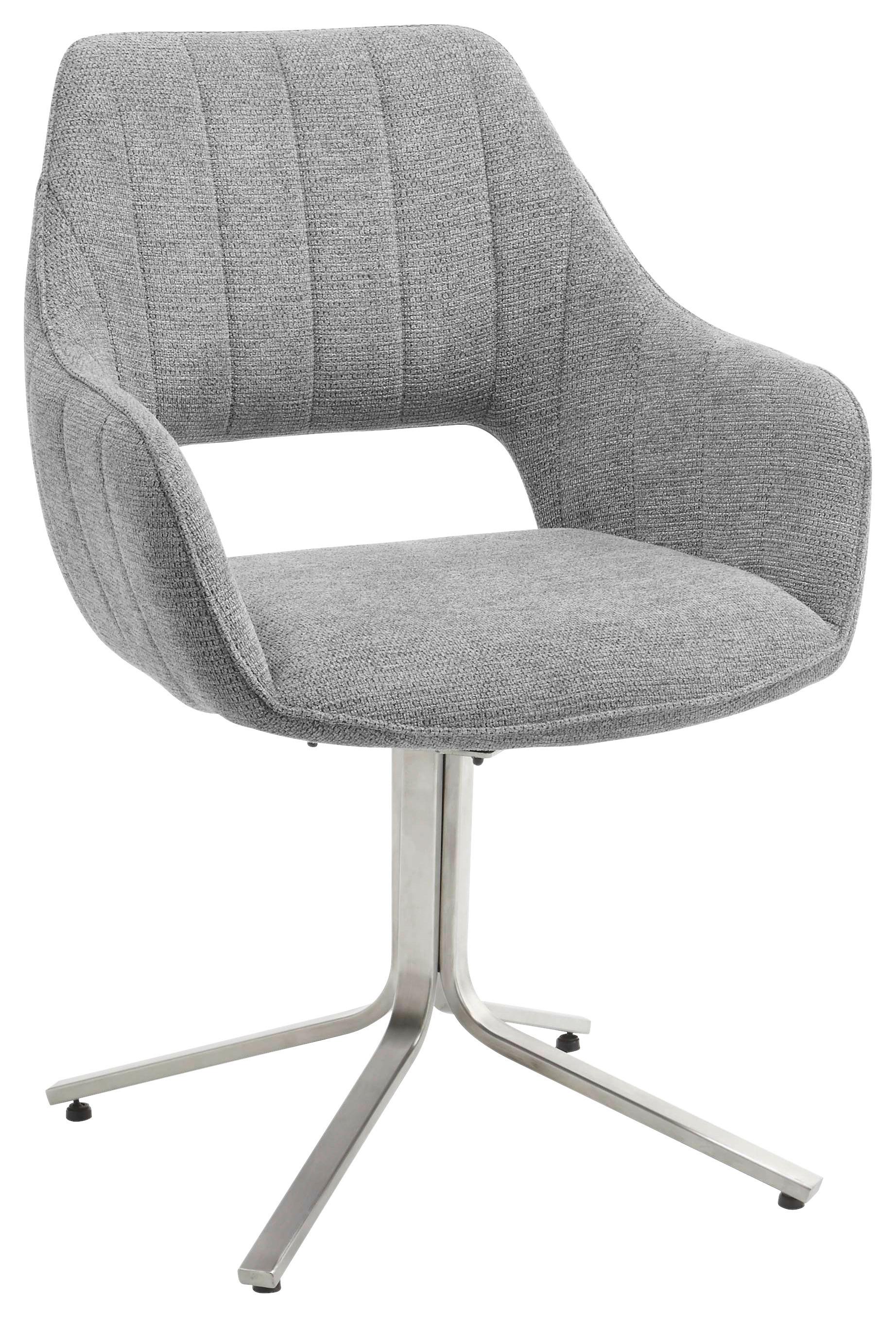 Židle s područkami Bacares, šedá - šedá/barvy nerez oceli, Lifestyle, kov/textil (62/88/63cm) - Premium Living