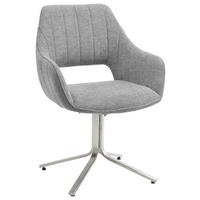 Židle s područkami Bacares, šedá - šedá/barvy nerez oceli, Lifestyle, kov/textil (62/88/63cm) - Premium Living