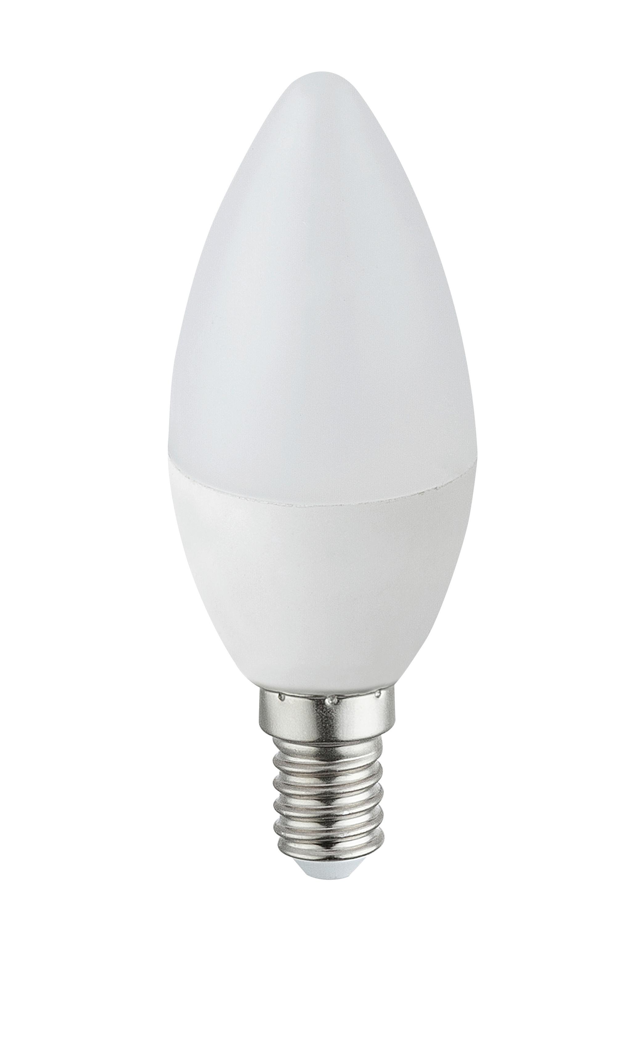 LED žárovka E14, 4,9W, 230V - opál, plast (3,7/10cm)