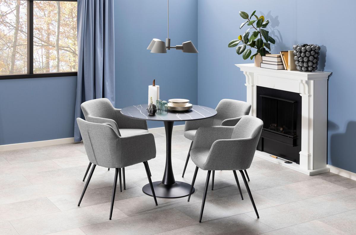 Jídelní stůl MALTA černý 90cm - čierna, Trend, kov/keramika (90/90/75cm) - MID.YOU