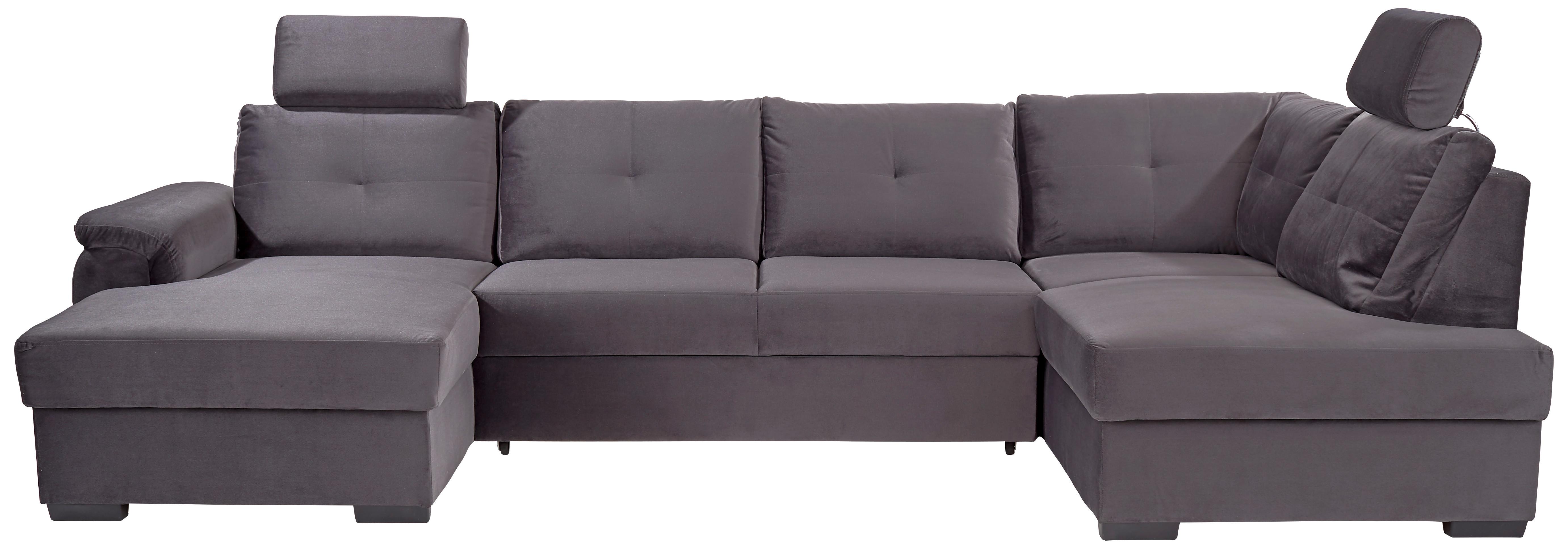 Sedačka Do U S Úložným Prostorem Montreal, Tmavě Šedá - bílá/černá, Konvenční, textil/plast (168/325/184cm) - Ondega