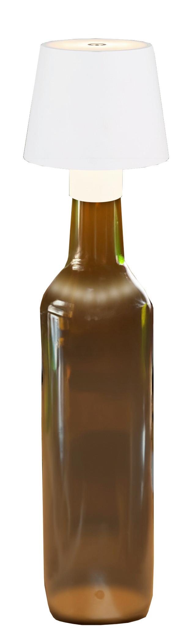 Akku-tischleuchte 58438ws Für Flaschenhals 3cm - Weiß, KONVENTIONELL, Kunststoff/Metall (10,6/13cm) - Globo