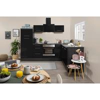 Eckküche mit Geräten 260x200 cm Schwarz - Eichefarben/Schwarz, KONVENTIONELL, Holzwerkstoff (260/200cm) - Respekta