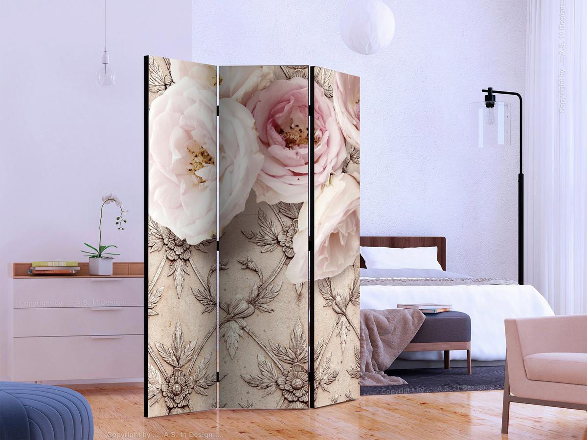 Paravent Hellrosa Beige B: 135 cm - Hellrosa/Beige, Basics, Holz/Textil (135/172/3cm) - artgeist