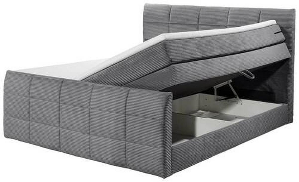 Boxspringbett Bolivia 6 - Dunkelgrau/Schwarz, MODERN, Holzwerkstoff/Textil (180/200cm) - MID.YOU
