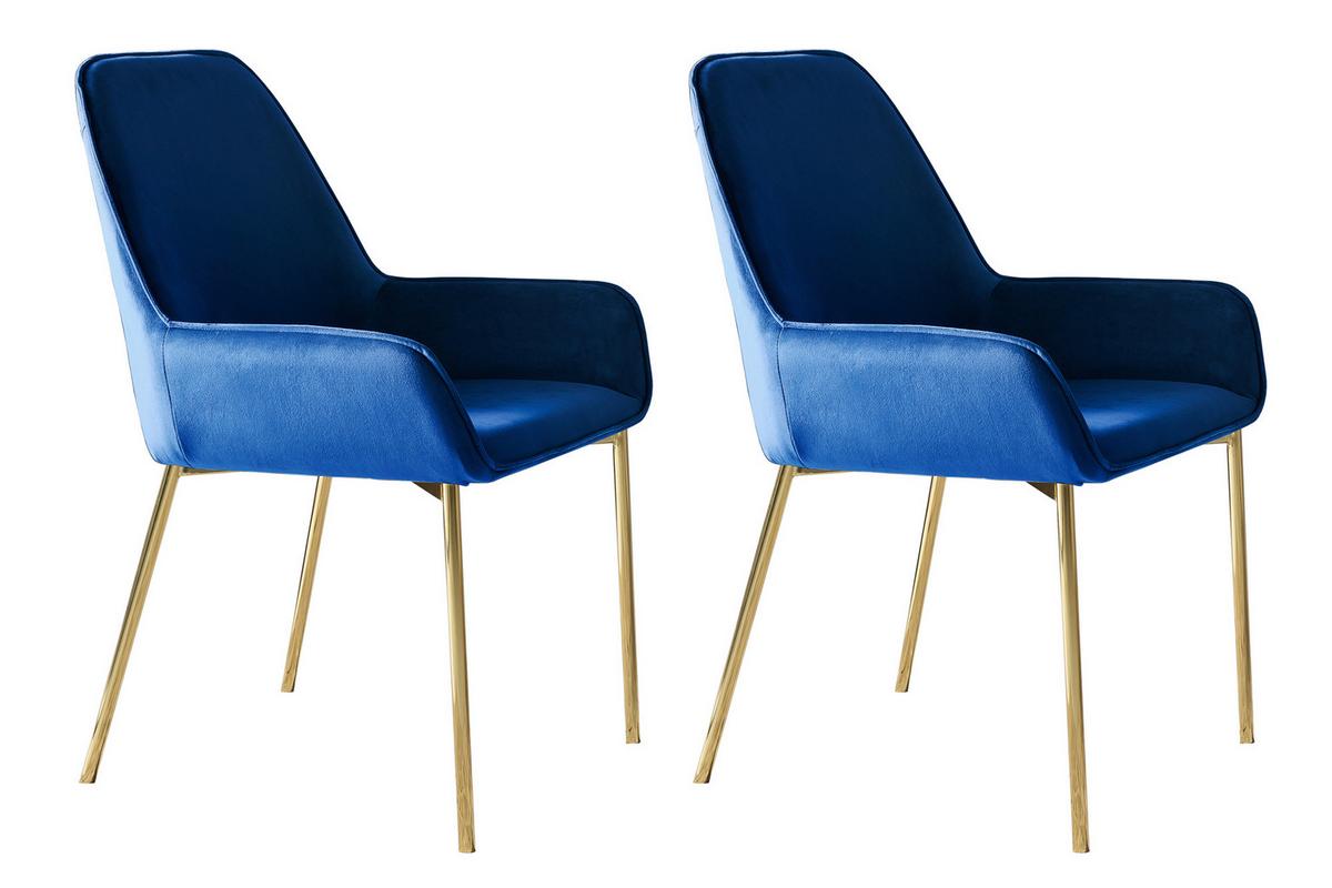 Armlehnstuhl-set Blau B: 58 Cm - Blau/Goldfarben, MODERN, Textil/Metall (58/89/58cm) - Livetastic