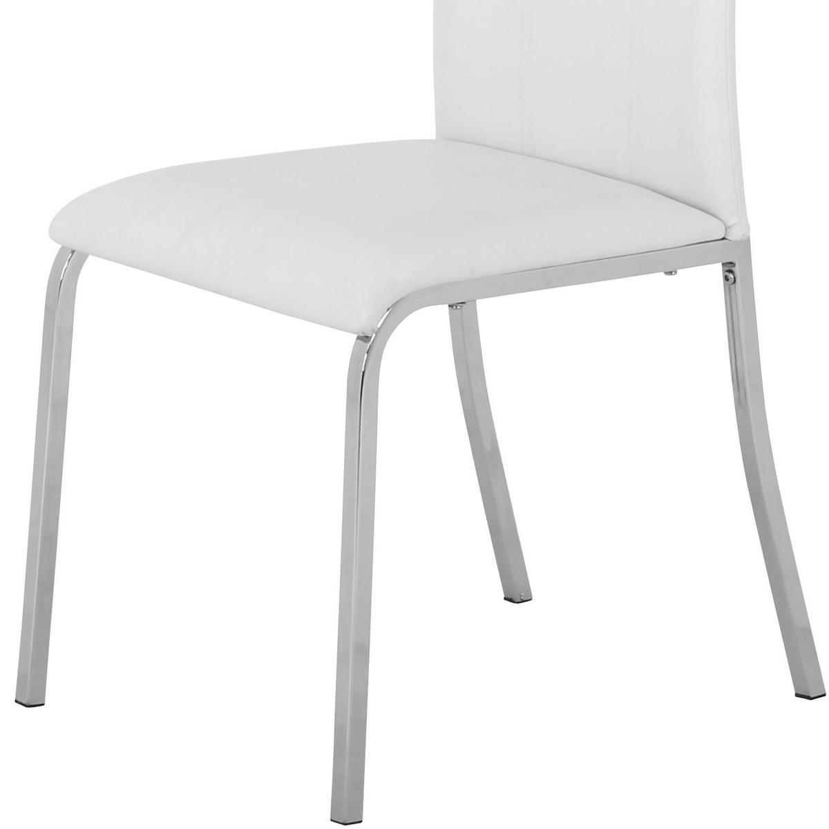 Esszimmerstuhl Mandy Lederlook Weiß Gepolstert - Chromfarben/Weiß, KONVENTIONELL, Textil/Metall (42/96/60cm)