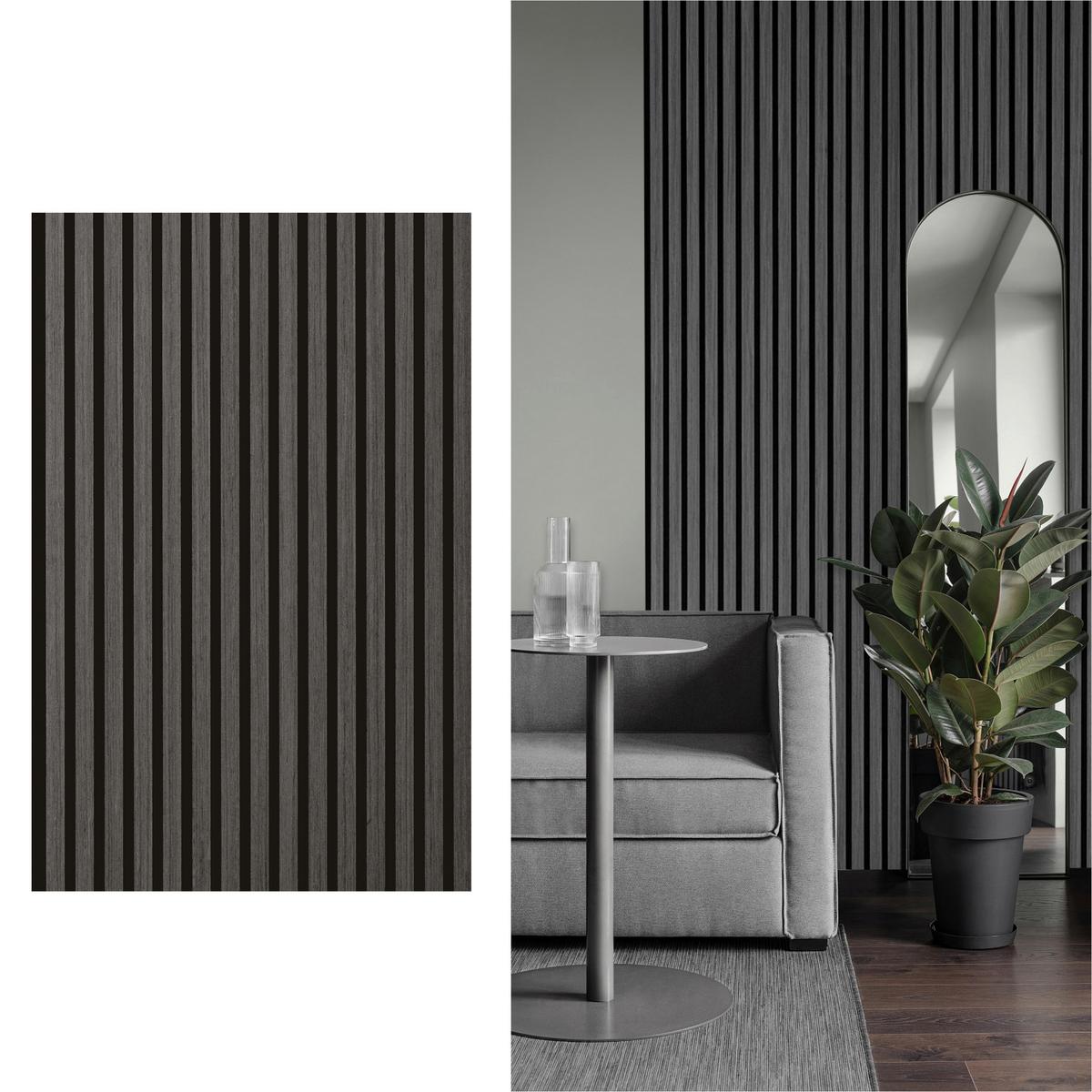 Akustikpaneel Elements Eiche Schwarz - Eichefarben/Schwarz, Basics, Holz/Holzwerkstoff (56/120/1.8cm) - Novel