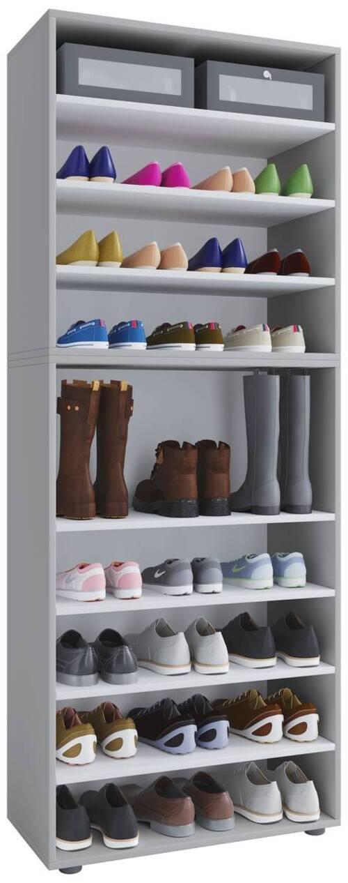 Schuhregal Lona XXL 9 Ablagen Grau H: 183 cm - Schwarz/Grau, KONVENTIONELL, Holzwerkstoff (70/183/37cm) - MID.YOU