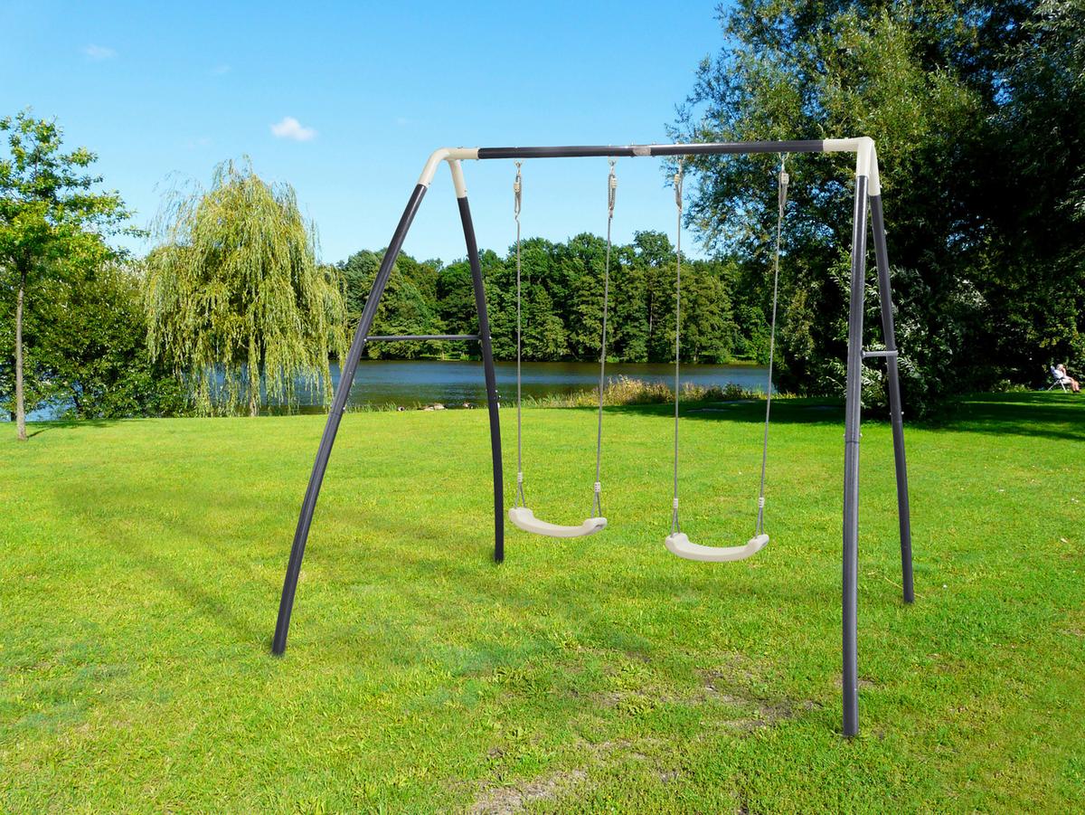 Schaukel Double Swing in Weiß/Anthrazit - Anthrazit/Weiß, Basics, Kunststoff/Metall (210/217/210cm) - Ambia Garden