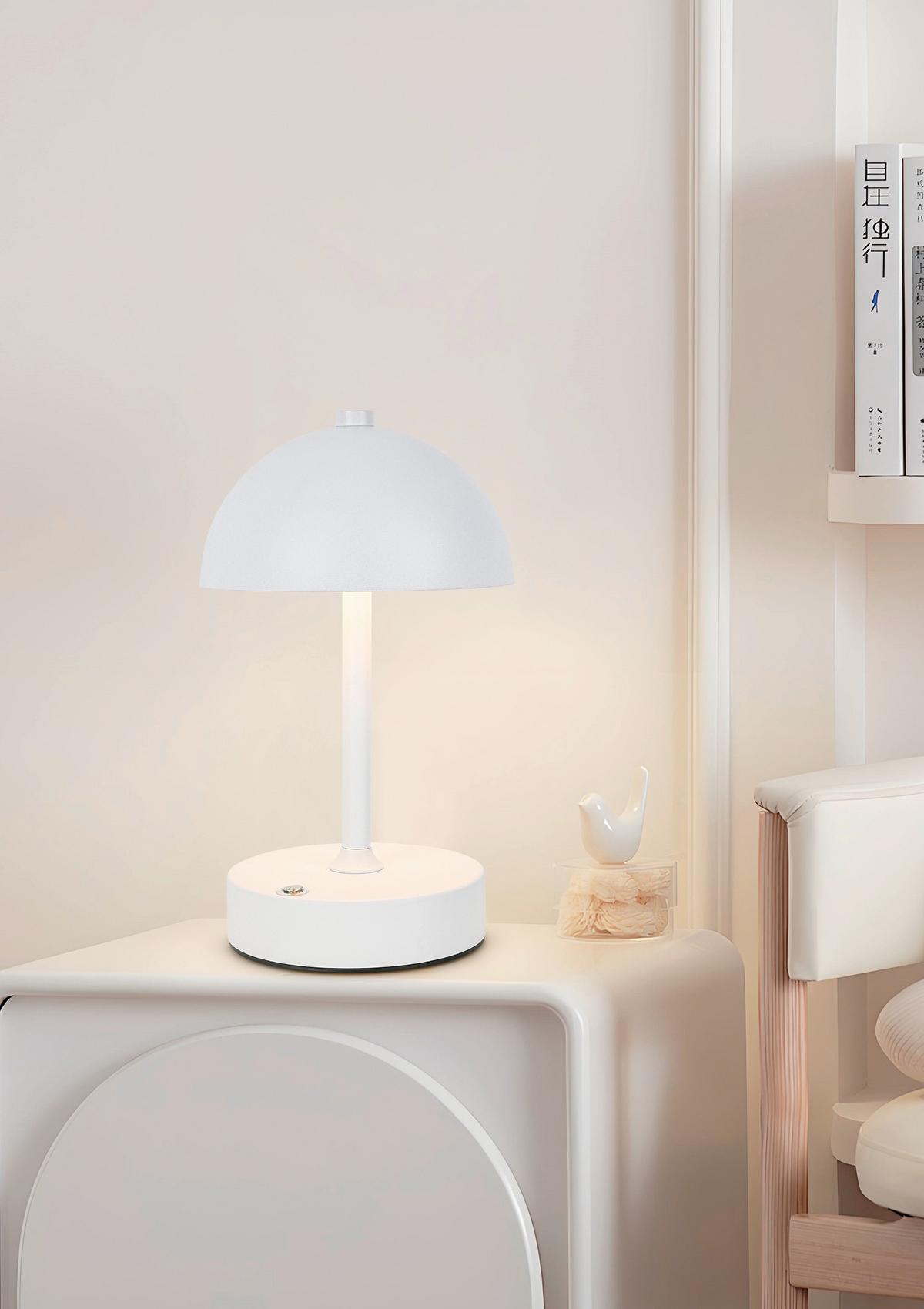 NABÍJATEĽNÁ STOLNÁ LAMPA JUMI - biela, Modern, plast (12/20cm) - Mömax