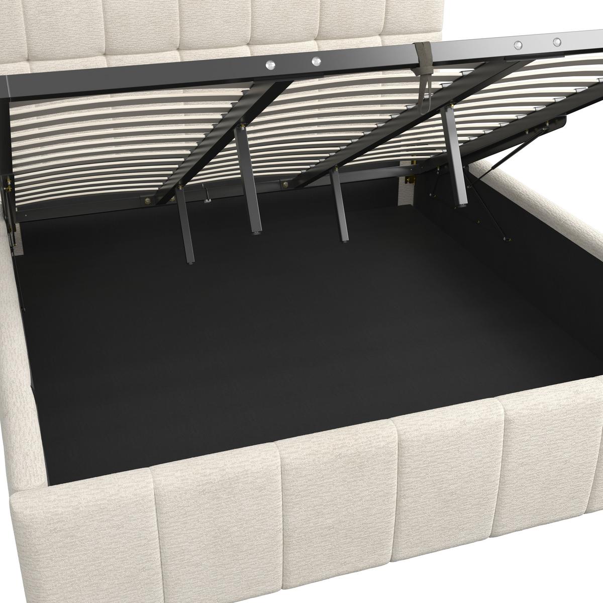 Čalouněná postel KAIA 180x200 cm, béžová - černá/přírodní barvy, Moderní, kov/dřevo (180/200cm) - Bessagi Home
