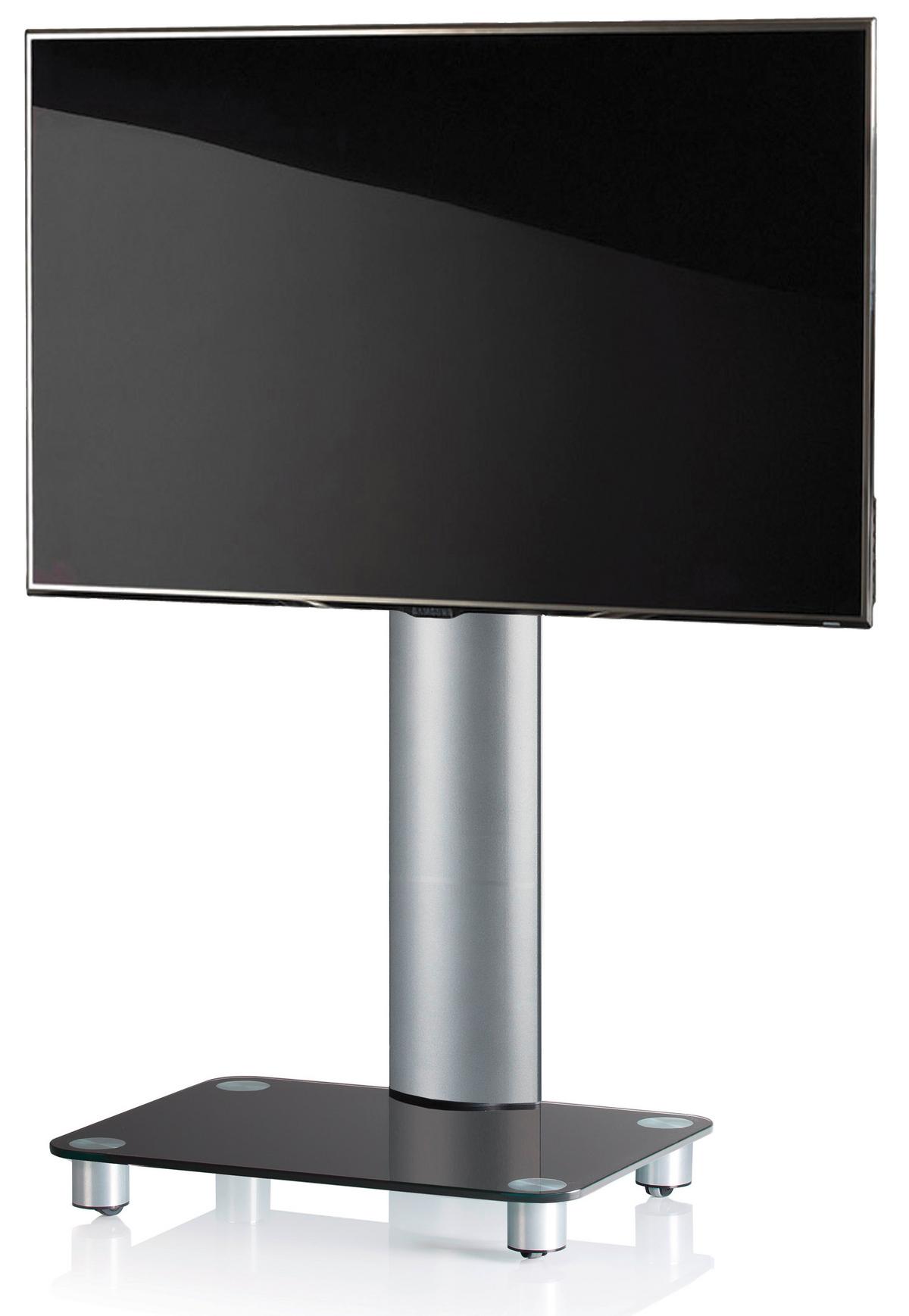 TV-Rack Bis 70" Schwenkbar mit Rollen Tosal Max. 30 Kg - Silberfarben/Schwarz, KONVENTIONELL, Glas/Metall (60/100/44cm) - MID.YOU