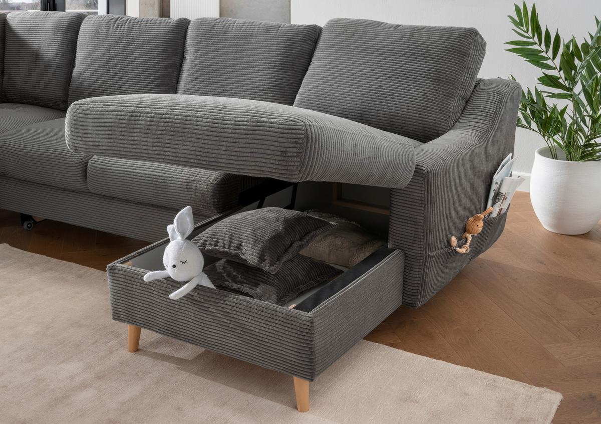 Wohnlandschaft Valentina - Naturfarben/Grau, KONVENTIONELL, Textil (200/301/150cm) - P & B