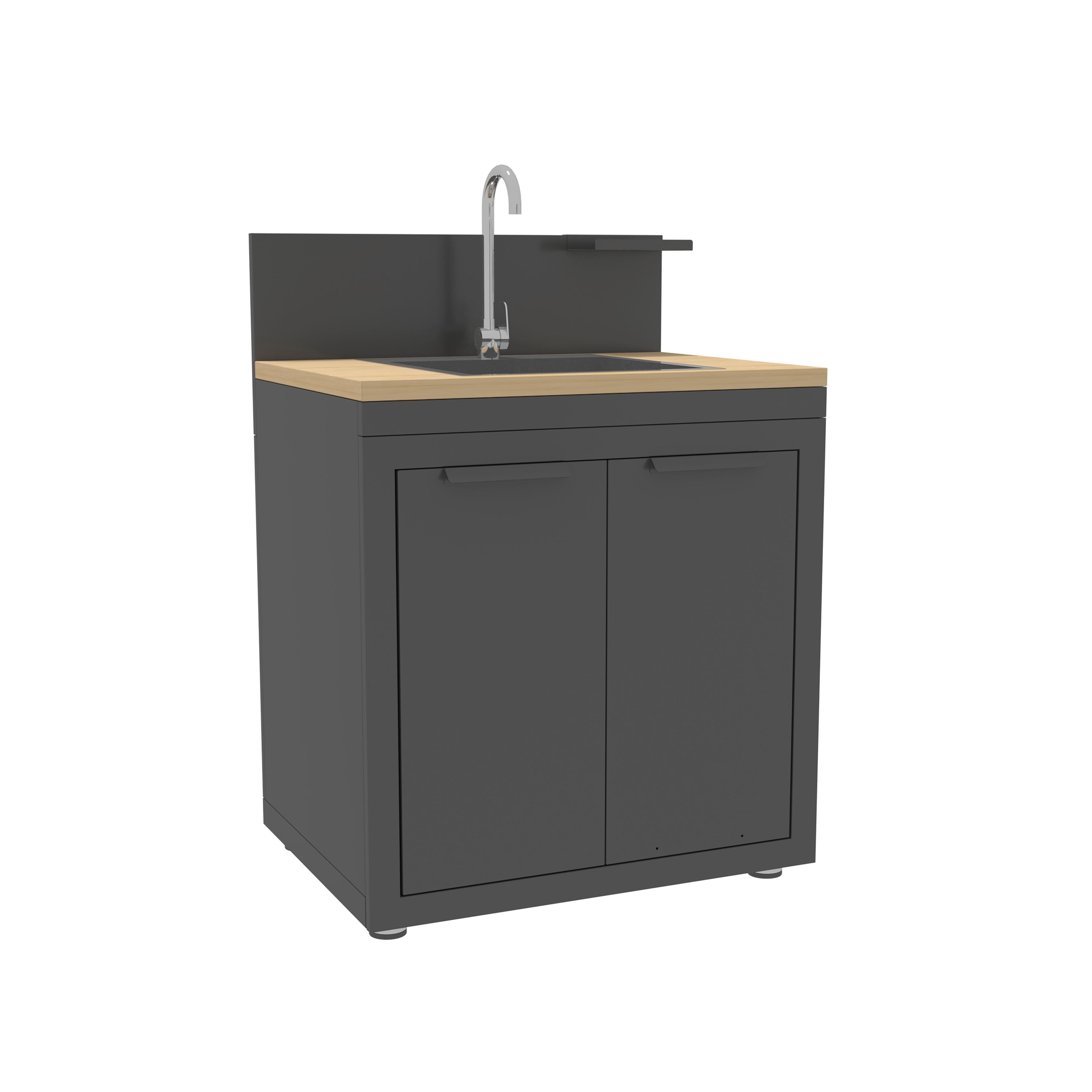 Outdoorküchenunterschrank inkl Spüle, Origin,Anthrazit,Metall - Anthrazit, Basics, Metall (80/110/60cm) - Gardenson