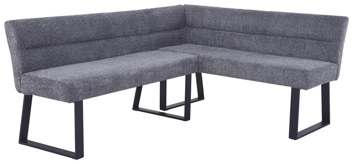 Eckbank Kea Leinenopt. Grau, S. 190x150cm - Schwarz/Grau, KONVENTIONELL, Textil/Metall (190/150cm) - MID.YOU