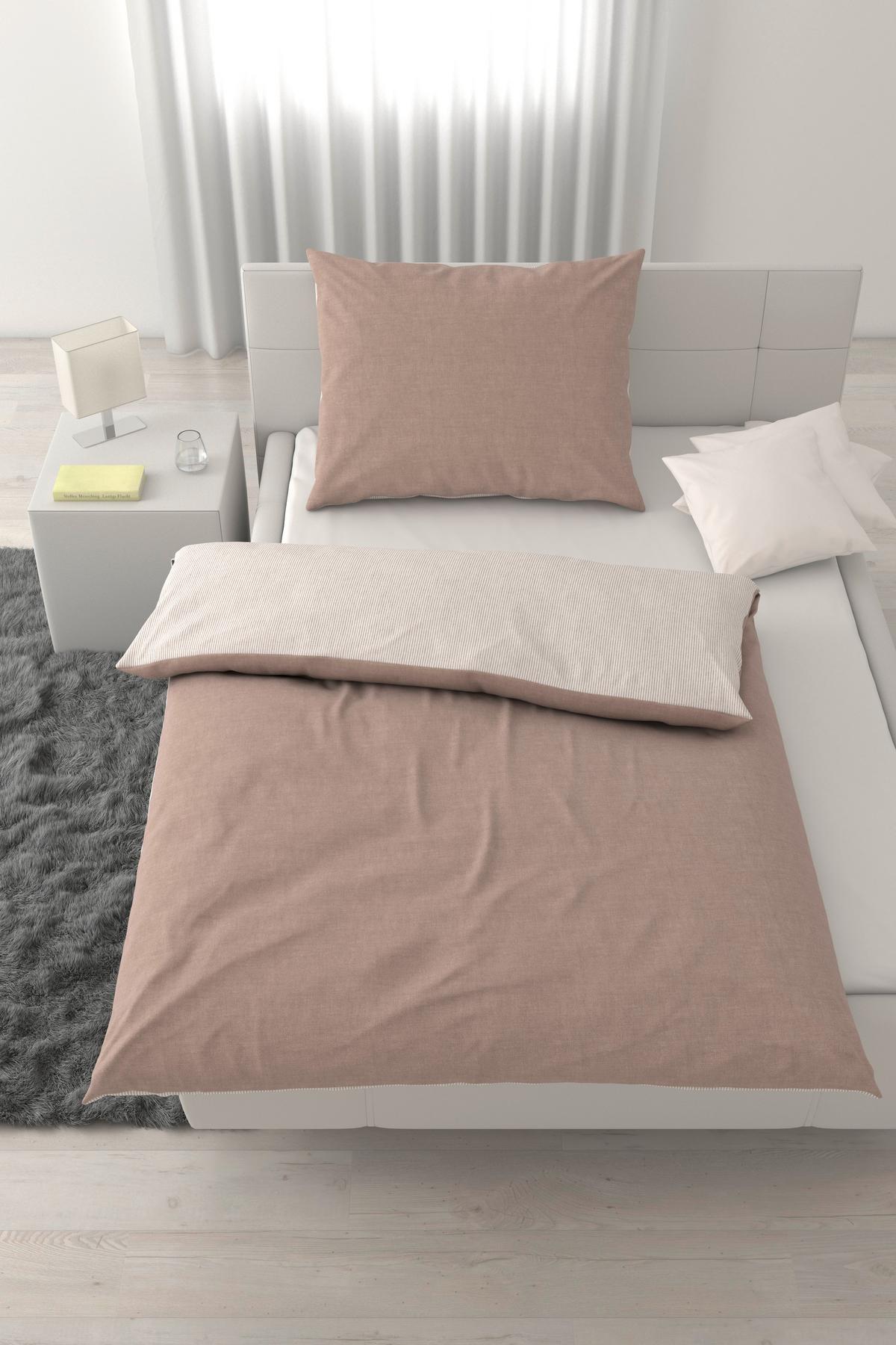 POSTEĽNÁ BIELIZEŇ CHAMBRAY STRIPES - biela/béžová, Modern, textil (140/200cm) - Mömax