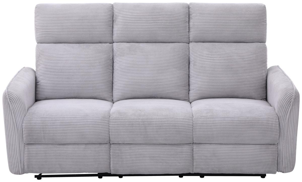 Sitzgarnitur London 3-teilig Cord Hellgrau, B: 133 Cm - Schwarz/Grau, Basics, Holz/Textil (133/105/93cm) - Ondega