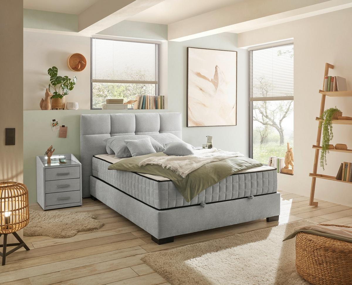 Boxbett Nagol A - Hellgrau/Schwarz, MODERN, Holzwerkstoff/Textil (120/200cm) - MID.YOU