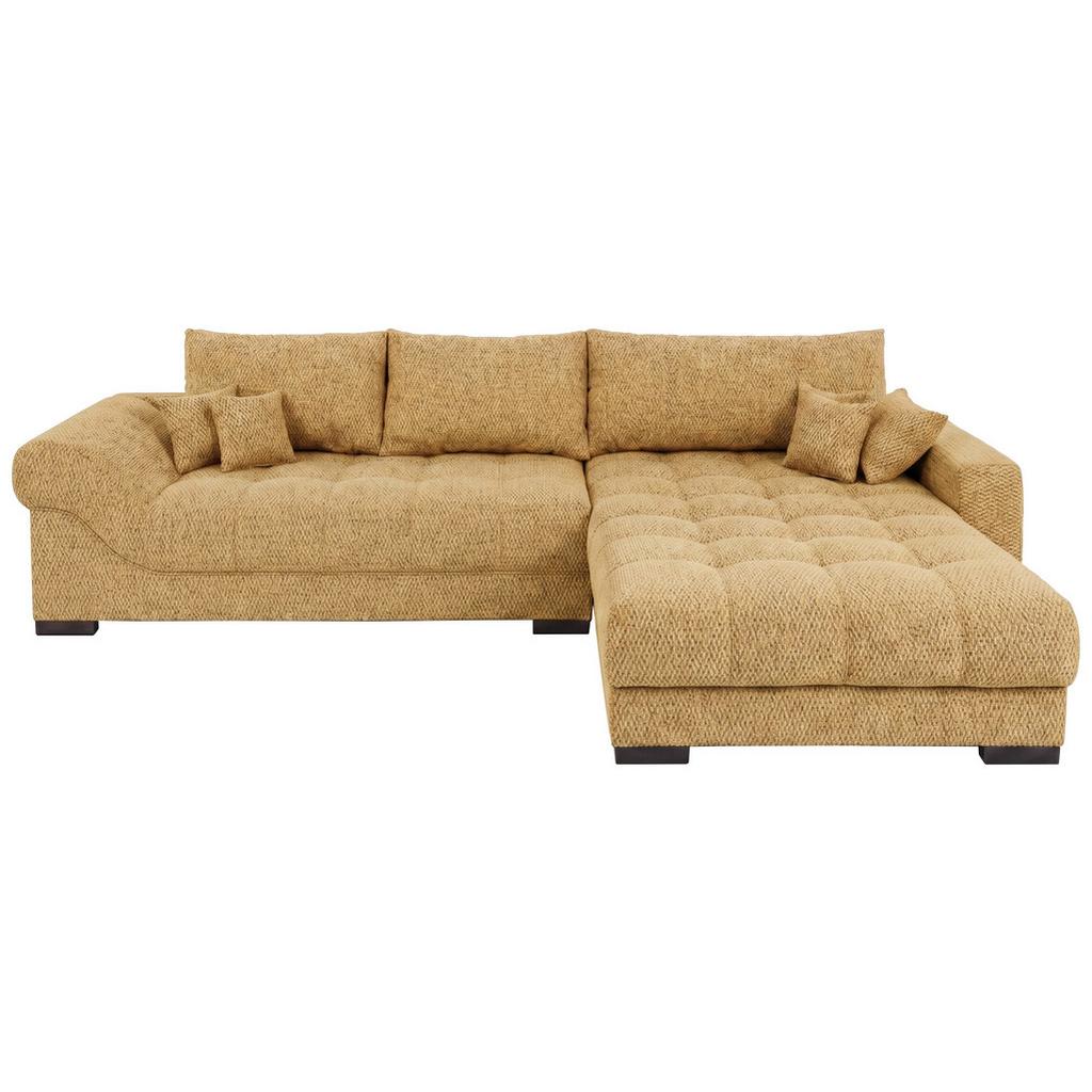 Boxspringecksofa Emil Webstoff senfgelb, S:343x217cm