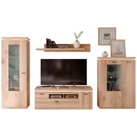 Wohnkombination Modern 4 -teilig. Mit Led Vancouver, Eiche Dekor - Eichefarben, MODERN, Glas/Holzwerkstoff (324/198/44cm)