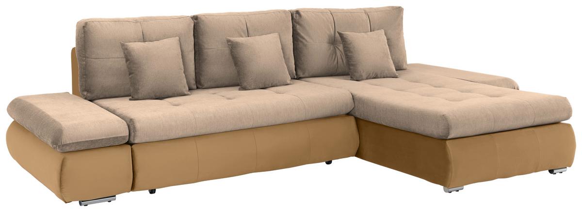 Rohová sedačka ENRICO, oboustranná, béžová - černá/barvy chromu, Konvenční, kov/textil (303/88/185cm) - Based